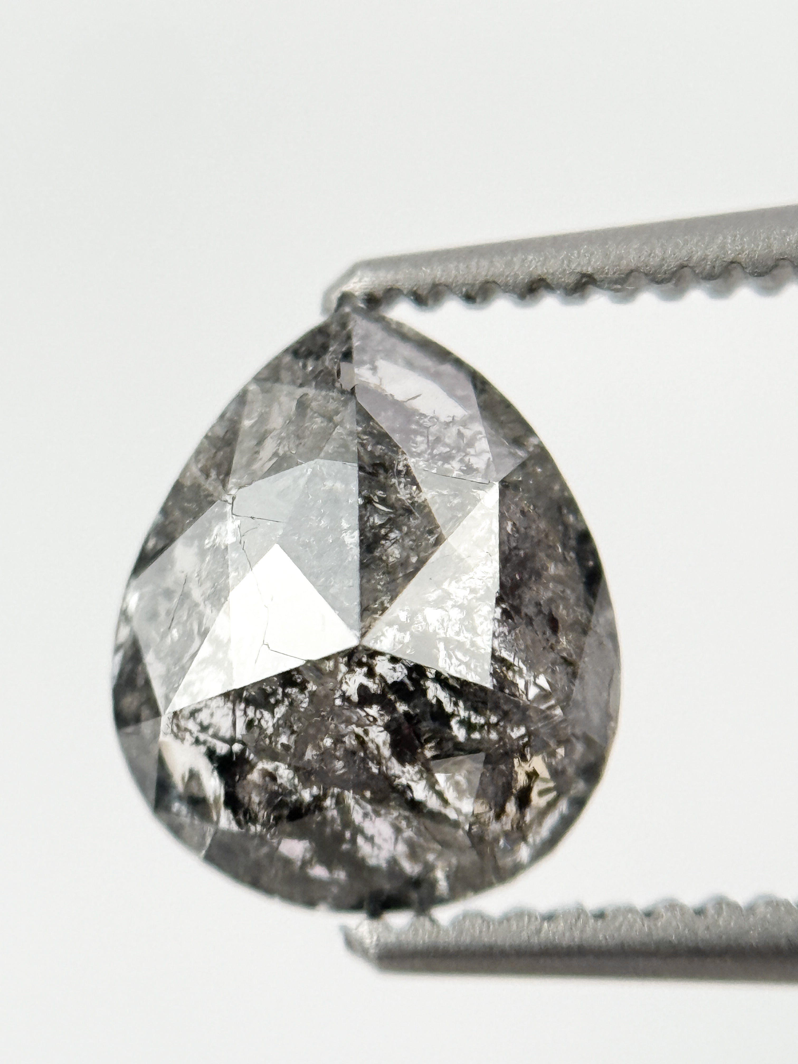 1.25 Ct Pear Rose Cut Grey Natural Fancy Diamond