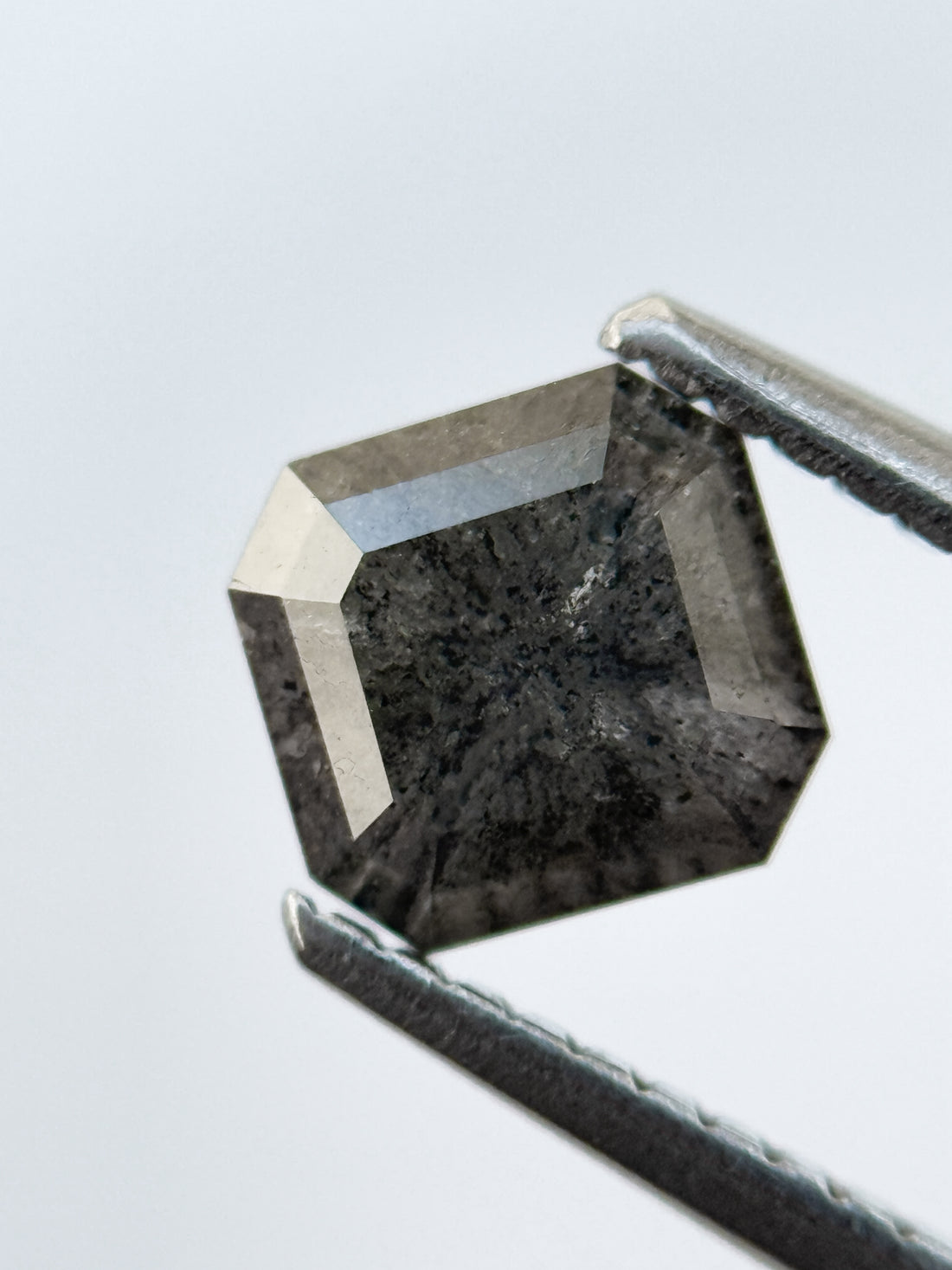1.33 Ct Emerald Rose Cut Grey Natural Salt and Pepper Diamond