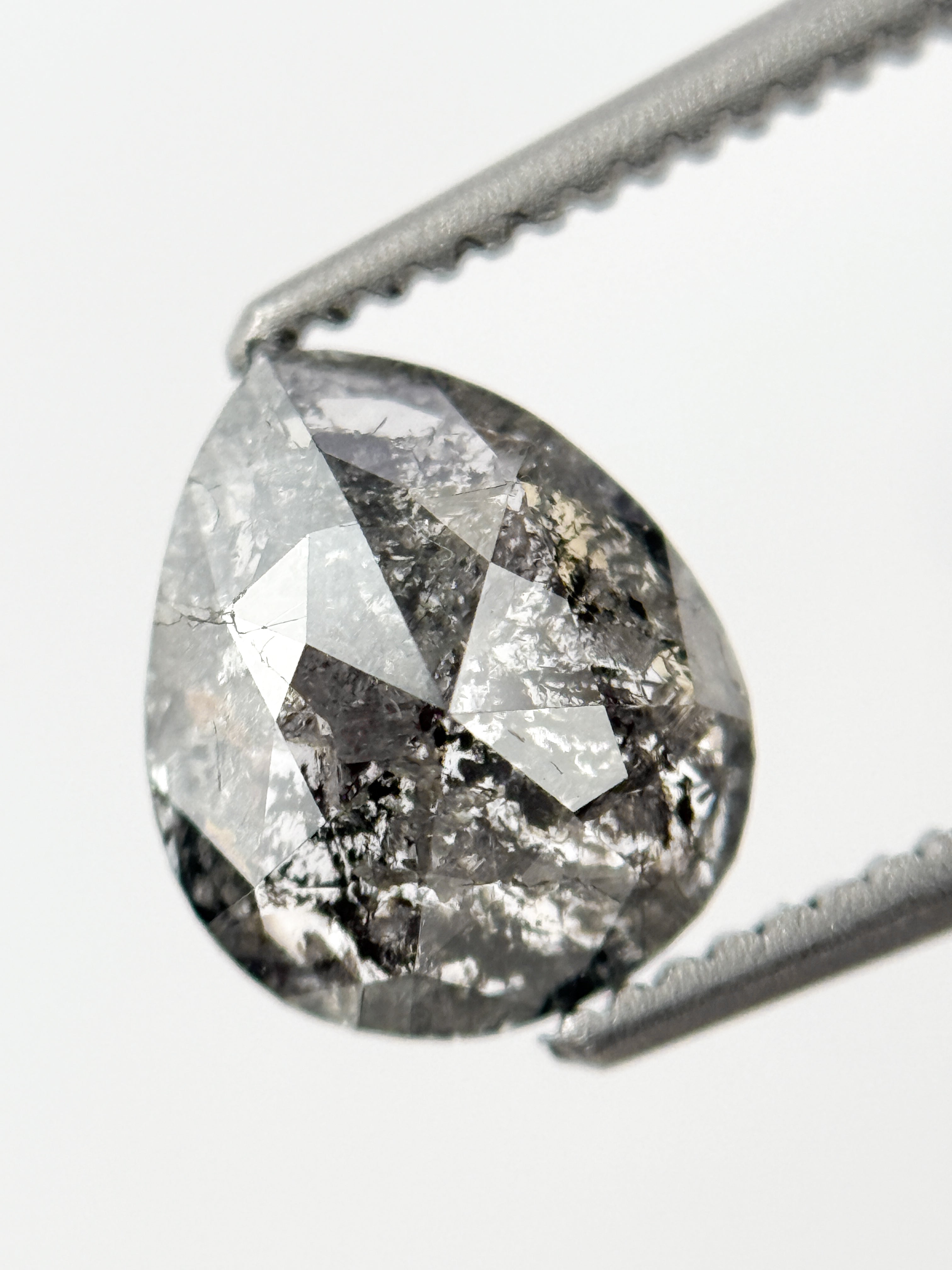 1.25 Ct Pear Rose Cut Grey Natural Fancy Diamond