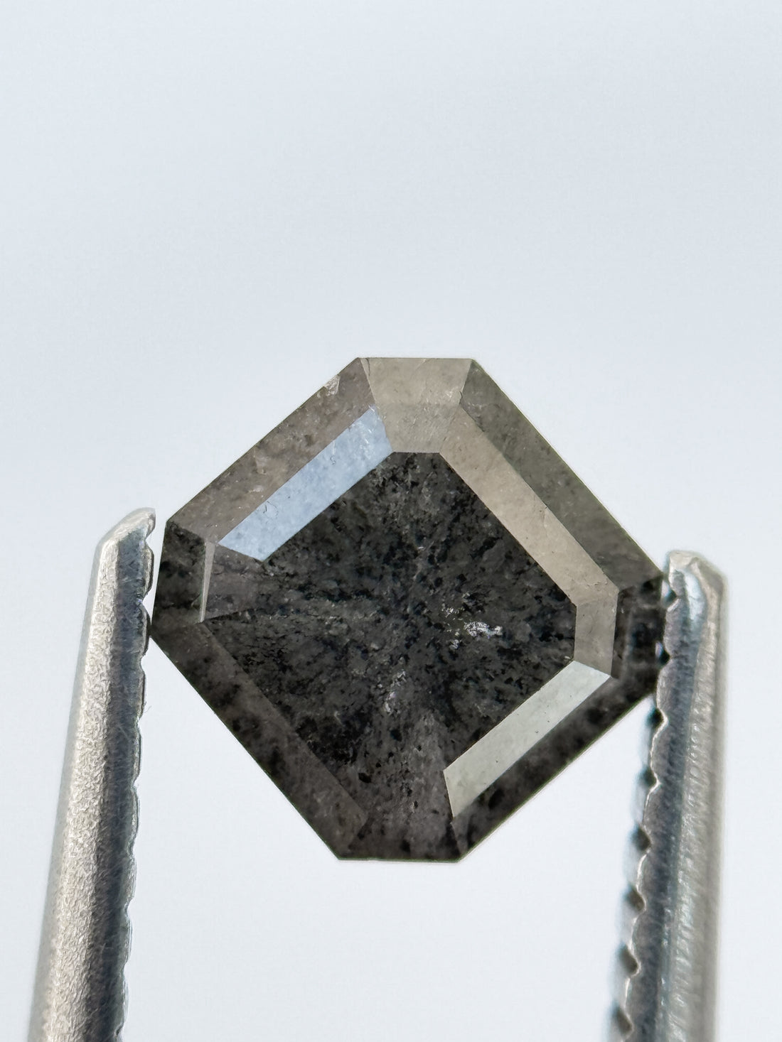 1.33 Ct Emerald Rose Cut Grey Natural Salt and Pepper Diamond