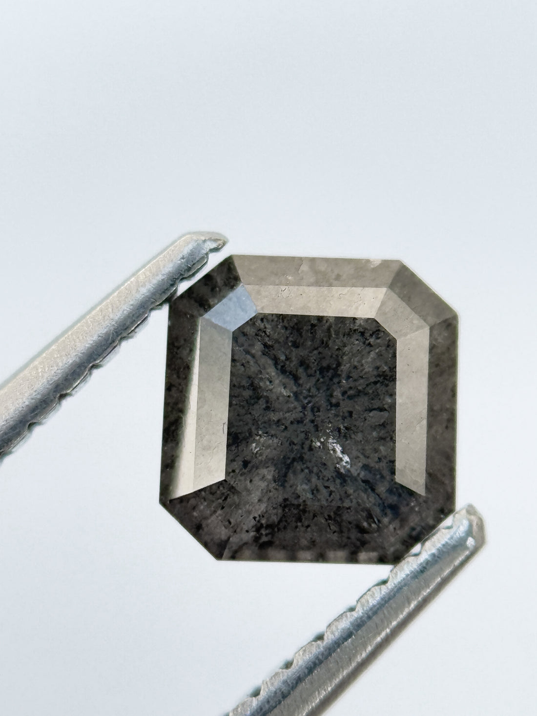 1.33 Ct Emerald Rose Cut Grey Natural Salt and Pepper Diamond