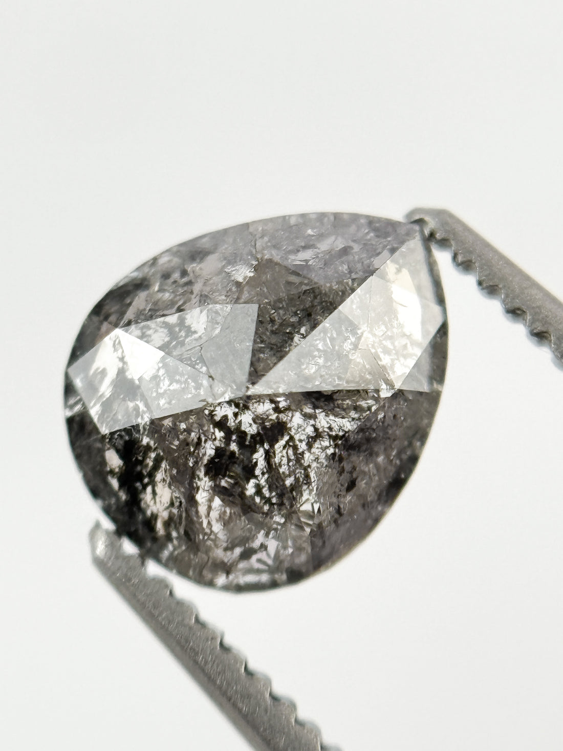 1.25 Ct Pear Rose Cut Grey Natural Fancy Diamond