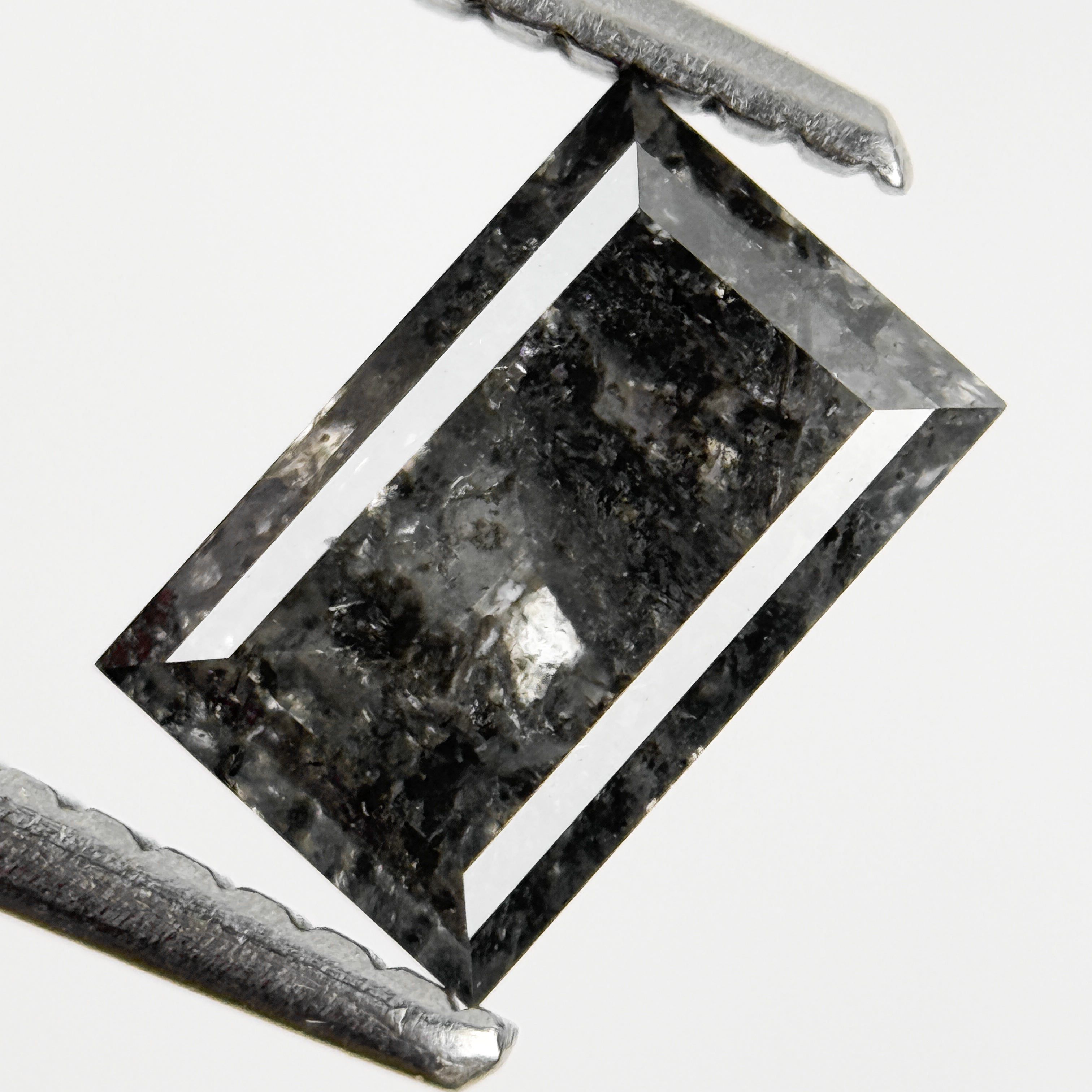 1.23 Ct Baguette Rose Cut Grey Natural Salt and Pepper Diamond