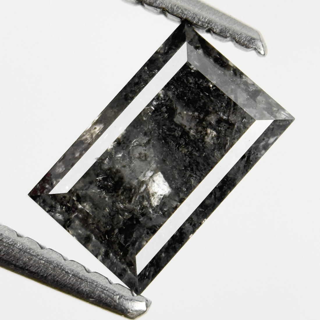 1.23 Ct Baguette Rose Cut Grey Natural Salt and Pepper Diamond