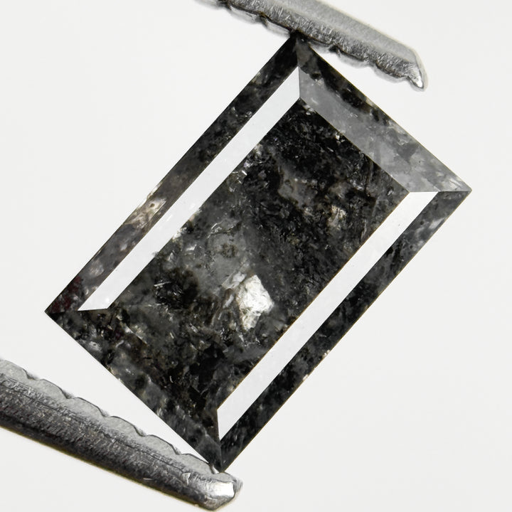 1.23 Ct Baguette Rose Cut Grey Natural Salt and Pepper Diamond