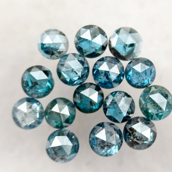 2.0 MM Round Rose Cut Blue Natural Minimalist Diamond