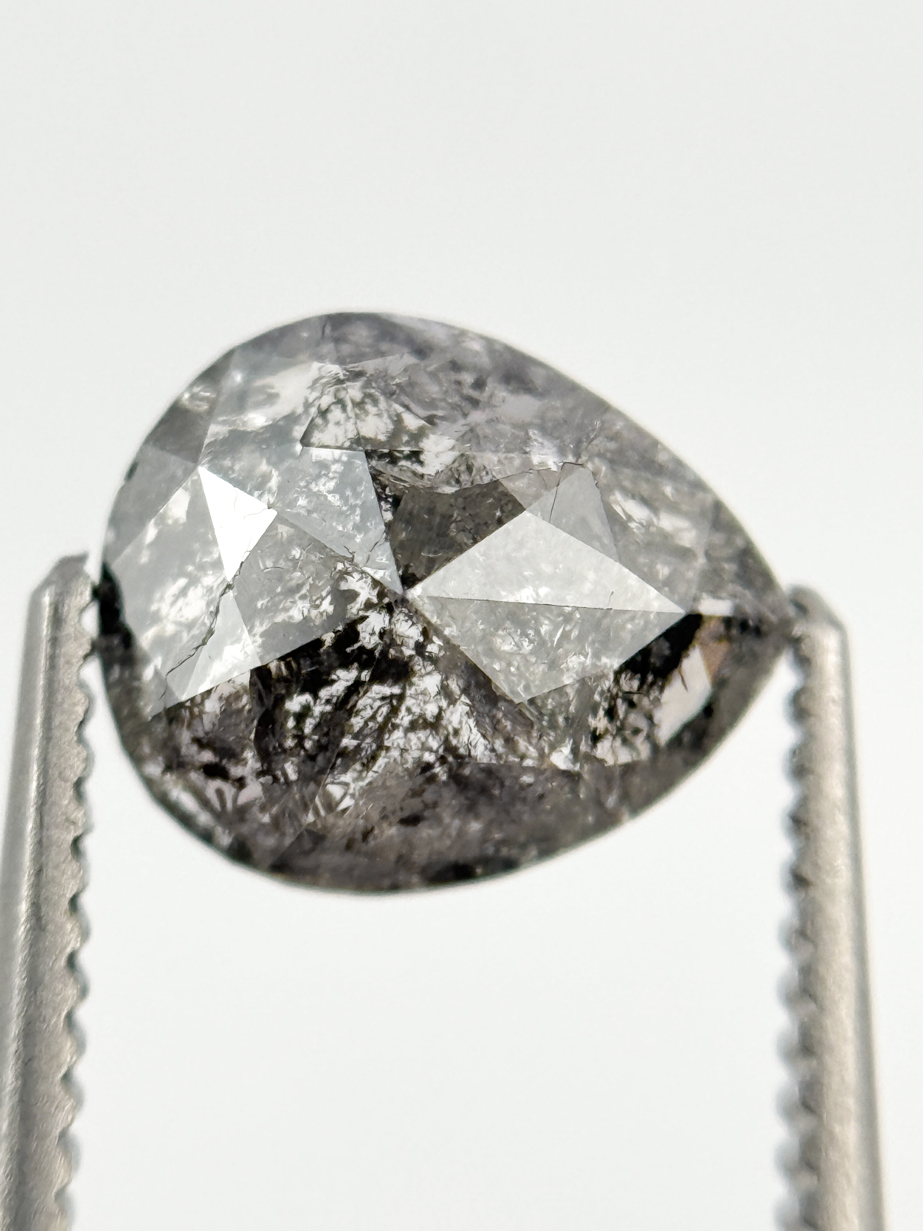 1.25 Ct Pear Rose Cut Grey Natural Fancy Diamond