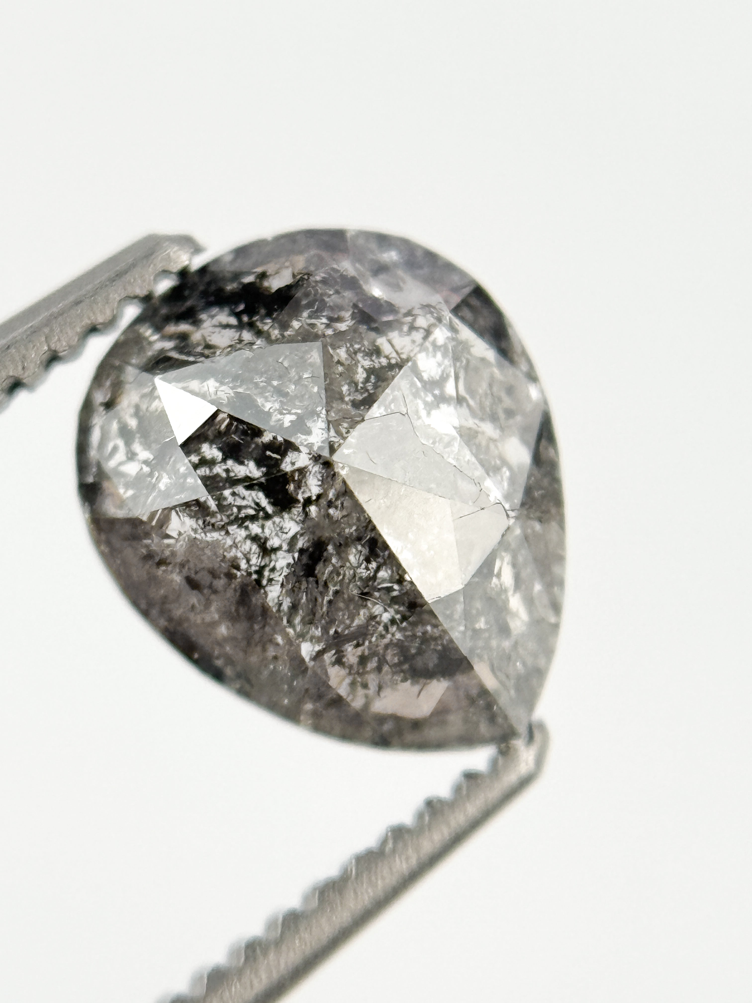 1.25 Ct Pear Rose Cut Grey Natural Fancy Diamond