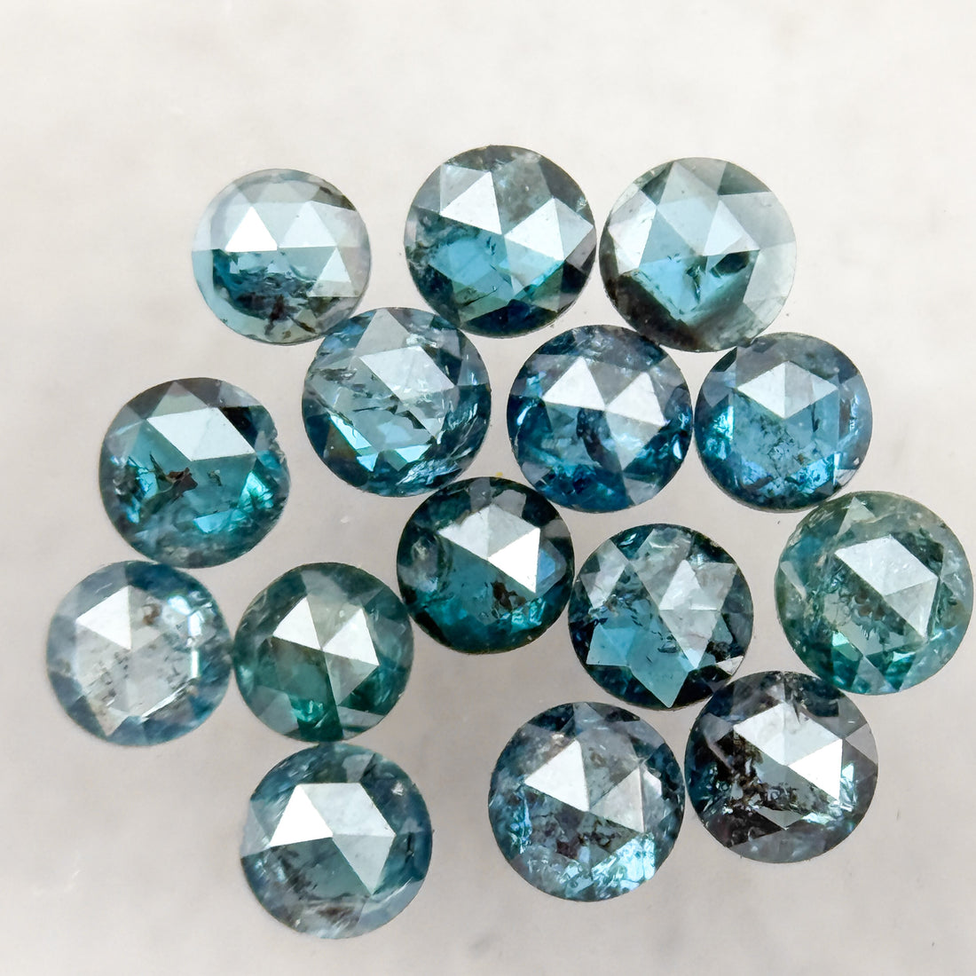 2.0 MM Round Rose Cut Blue Natural Minimalist Diamond