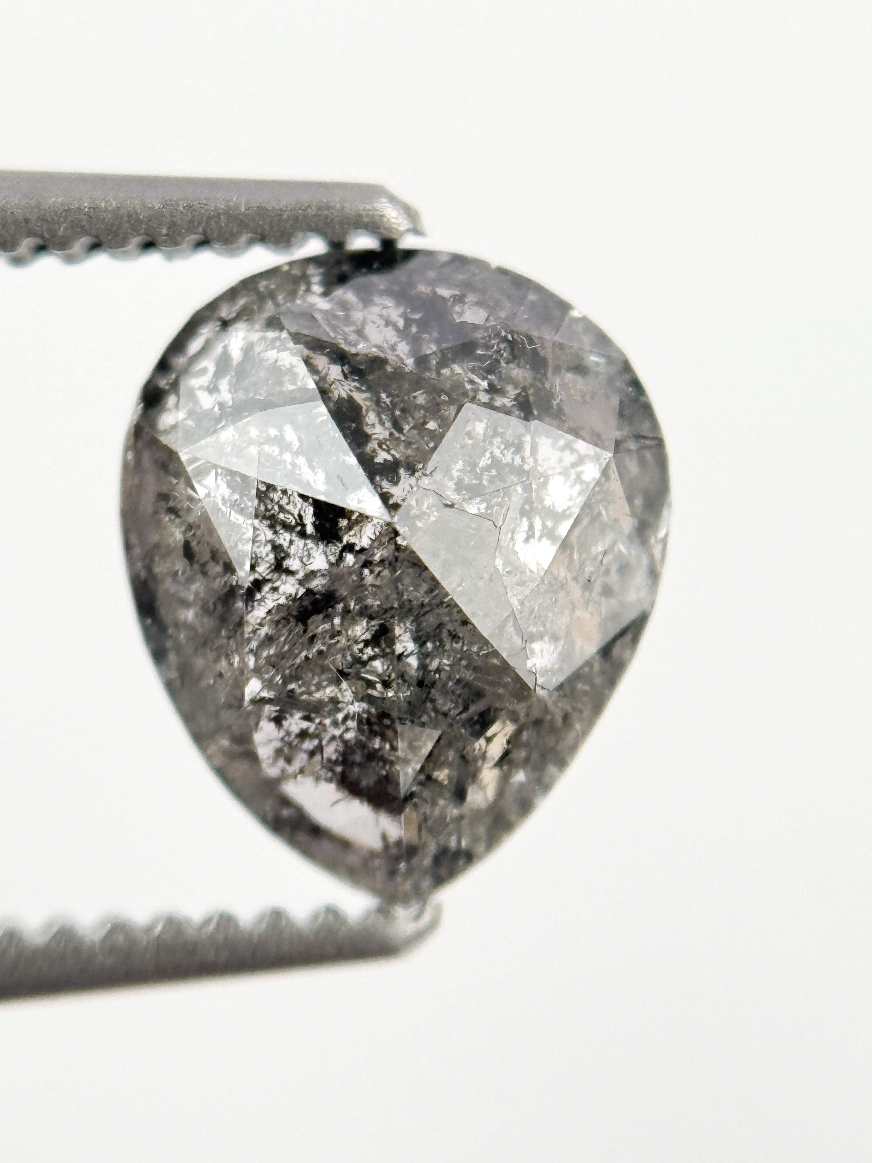 1.25 Ct Pear Rose Cut Grey Natural Fancy Diamond