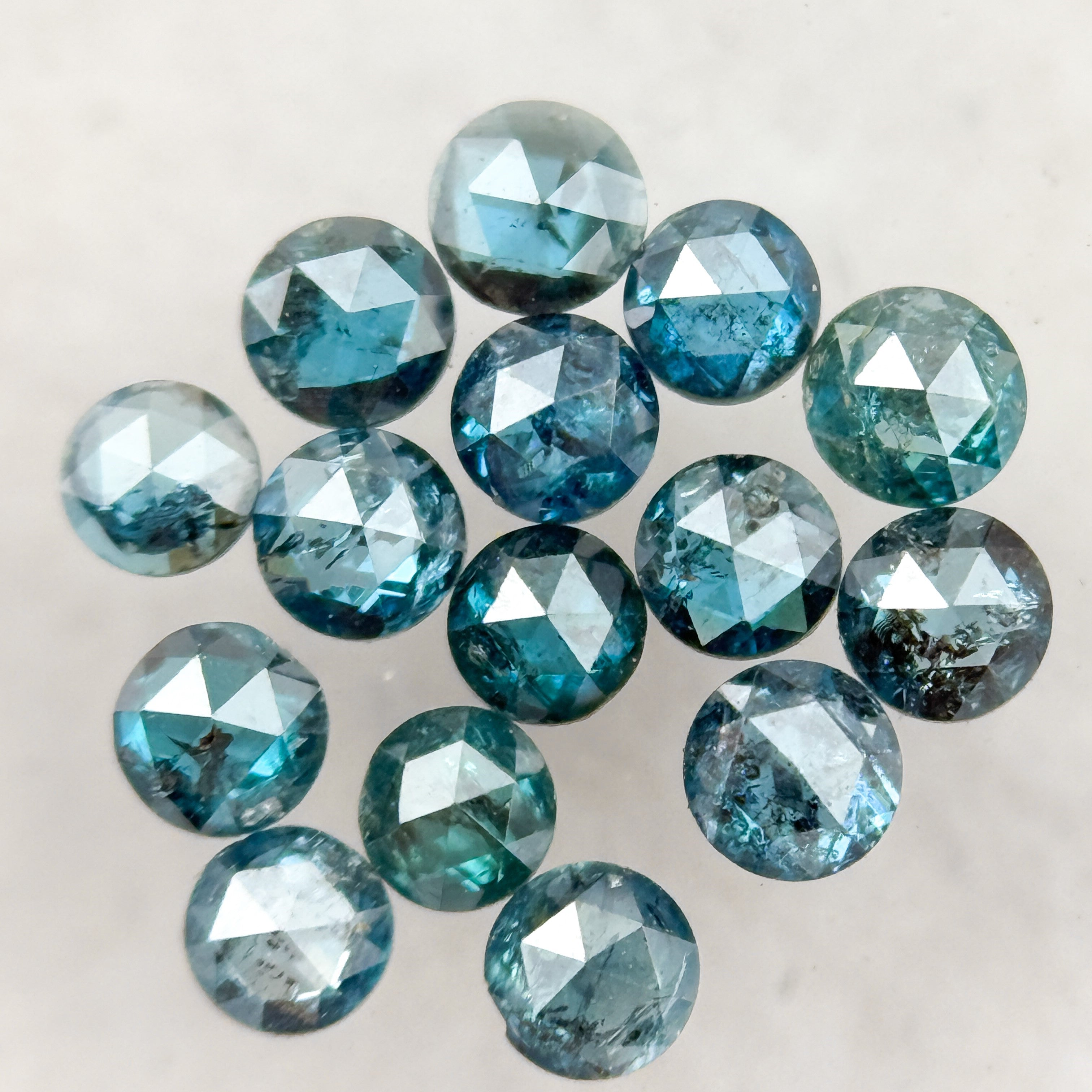 2.0 MM Round Rose Cut Blue Natural Minimalist Diamond