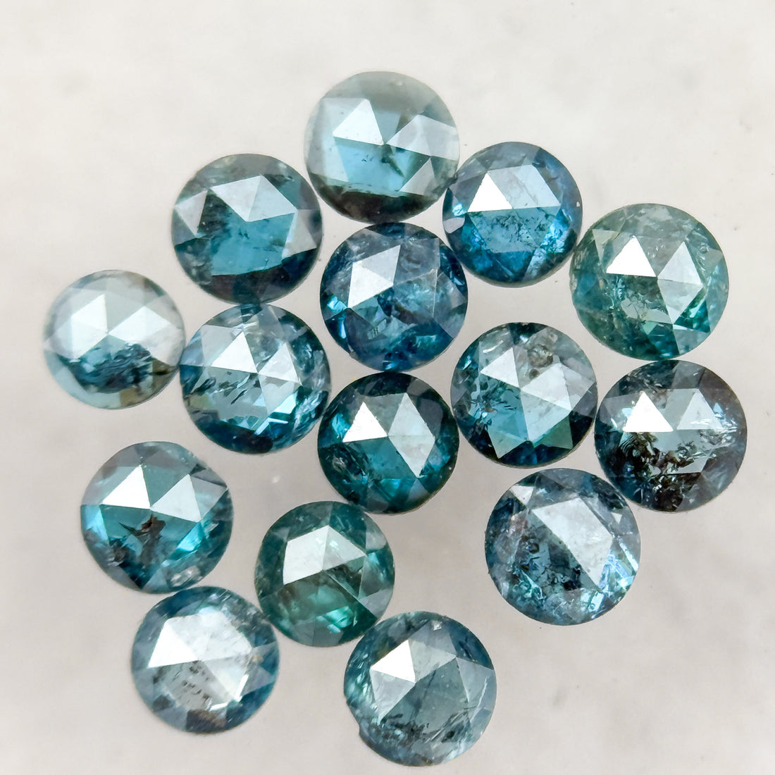 2.0 MM Round Rose Cut Blue Natural Minimalist Diamond