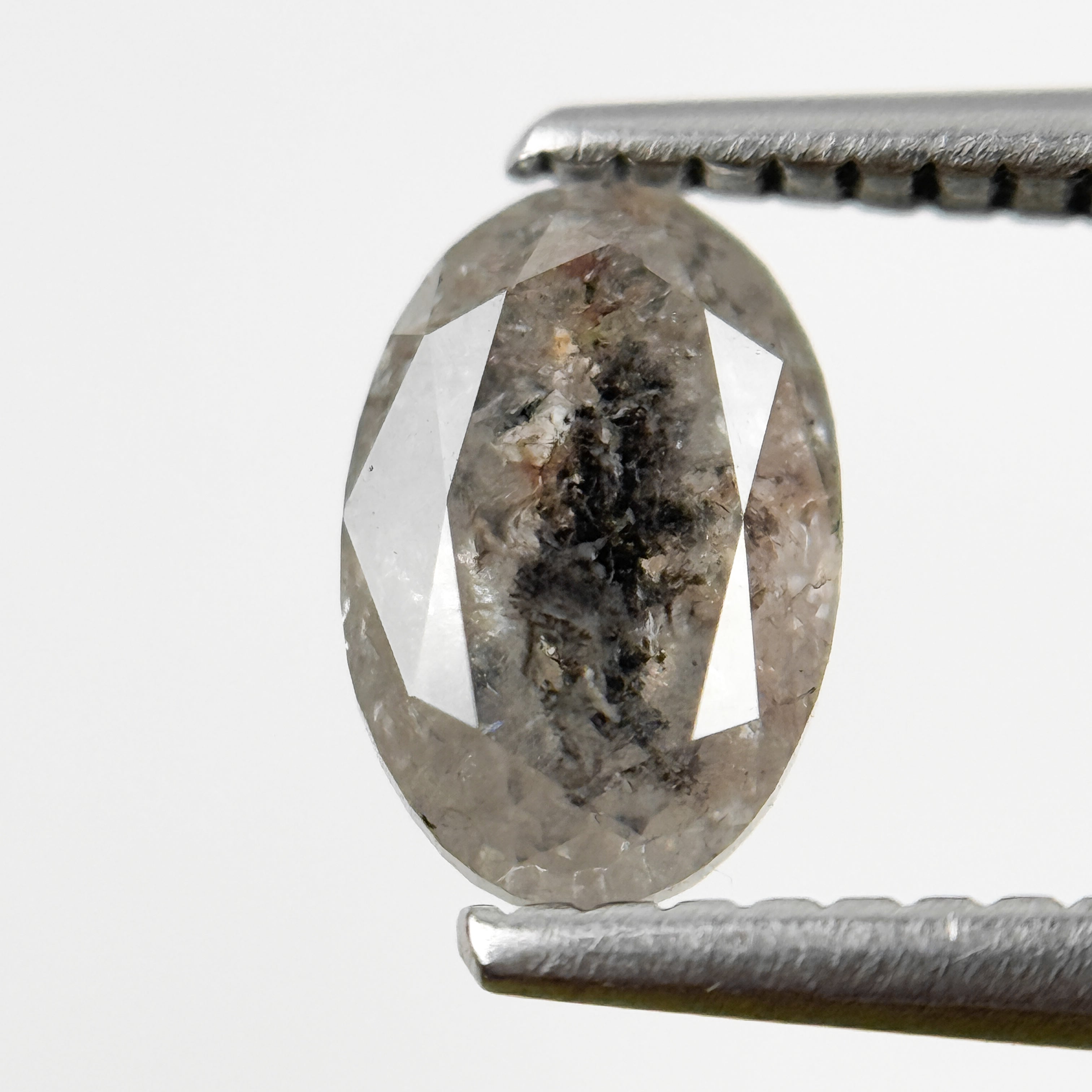 1.09 Ct Oval Rose Cut Grey Natural Salt and Pepper Diamond