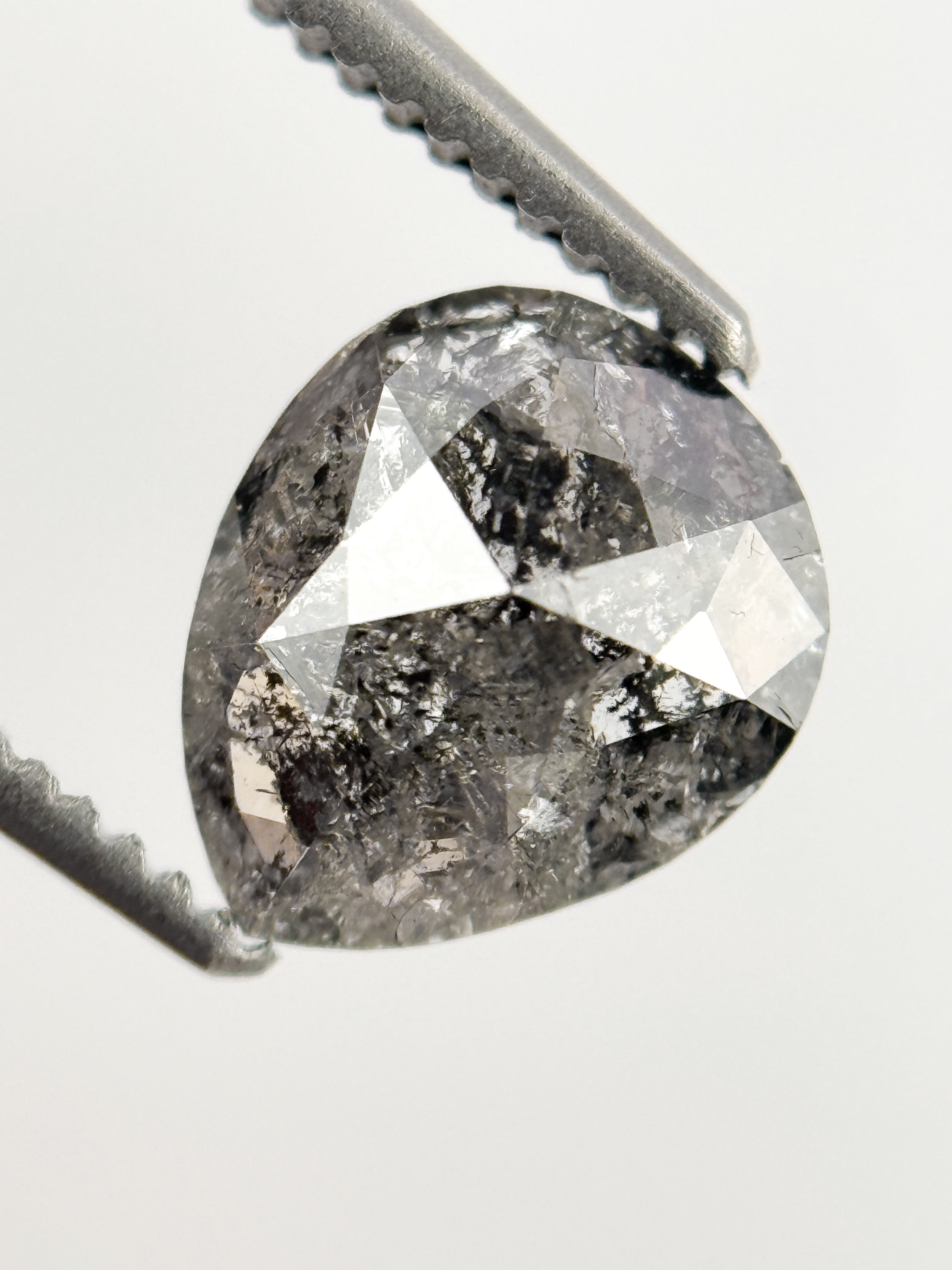 1.25 Ct Pear Rose Cut Grey Natural Fancy Diamond