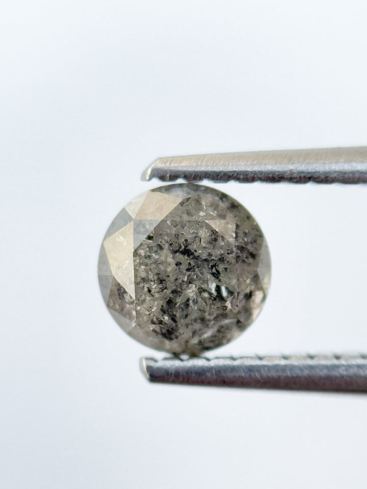 0.88 Ct Round Brilliant Cut Grey Natural Galaxy Diamond