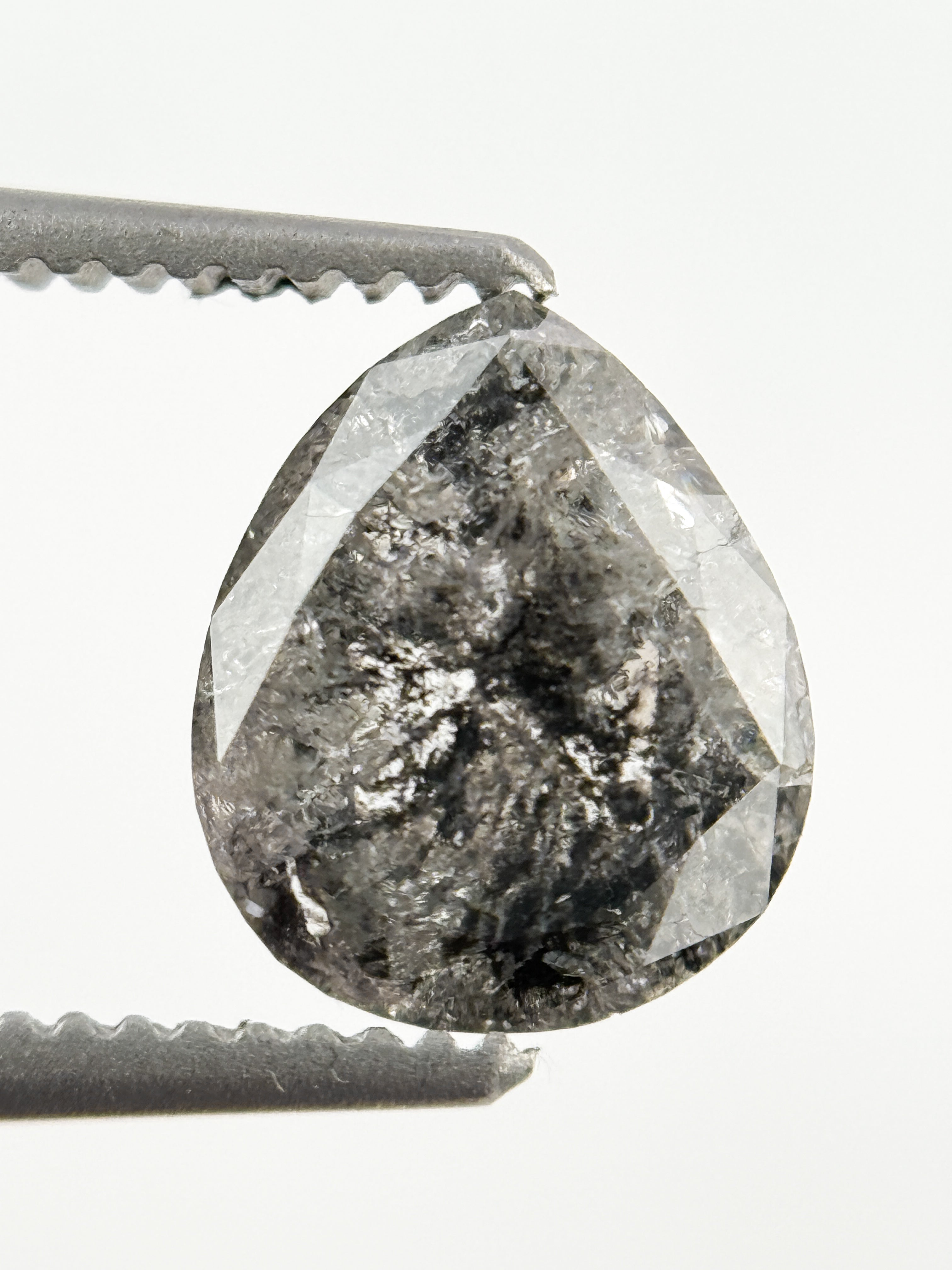 1.25 Ct Pear Rose Cut Grey Natural Fancy Diamond