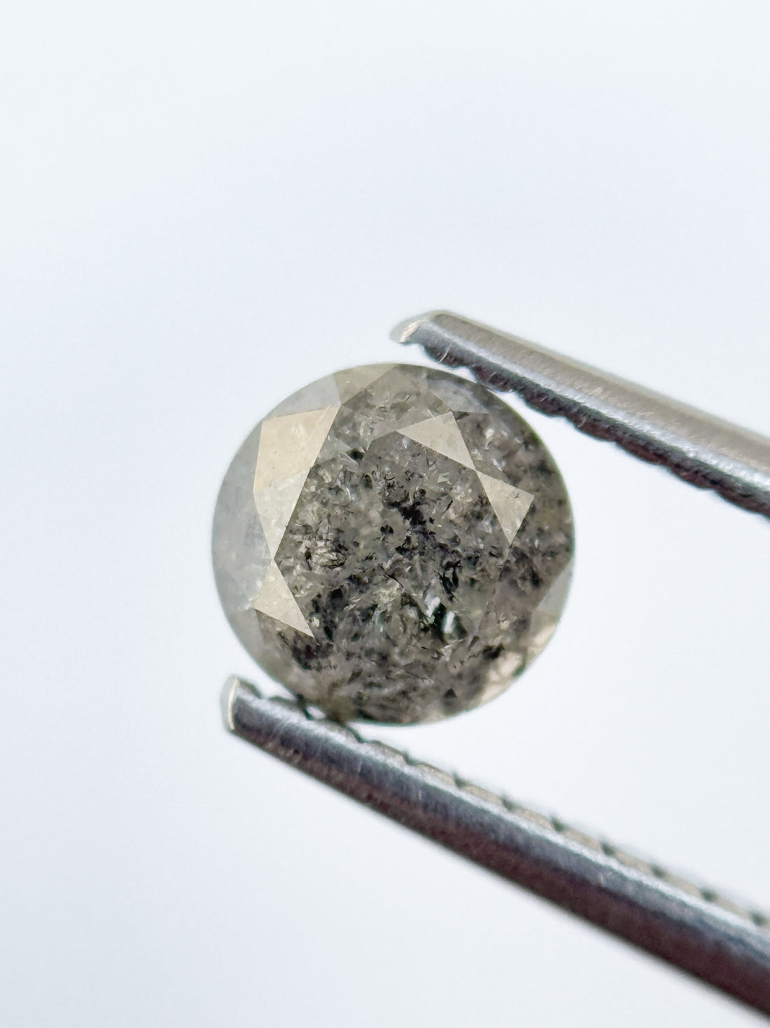 0.88 Ct Round Brilliant Cut Grey Natural Galaxy Diamond