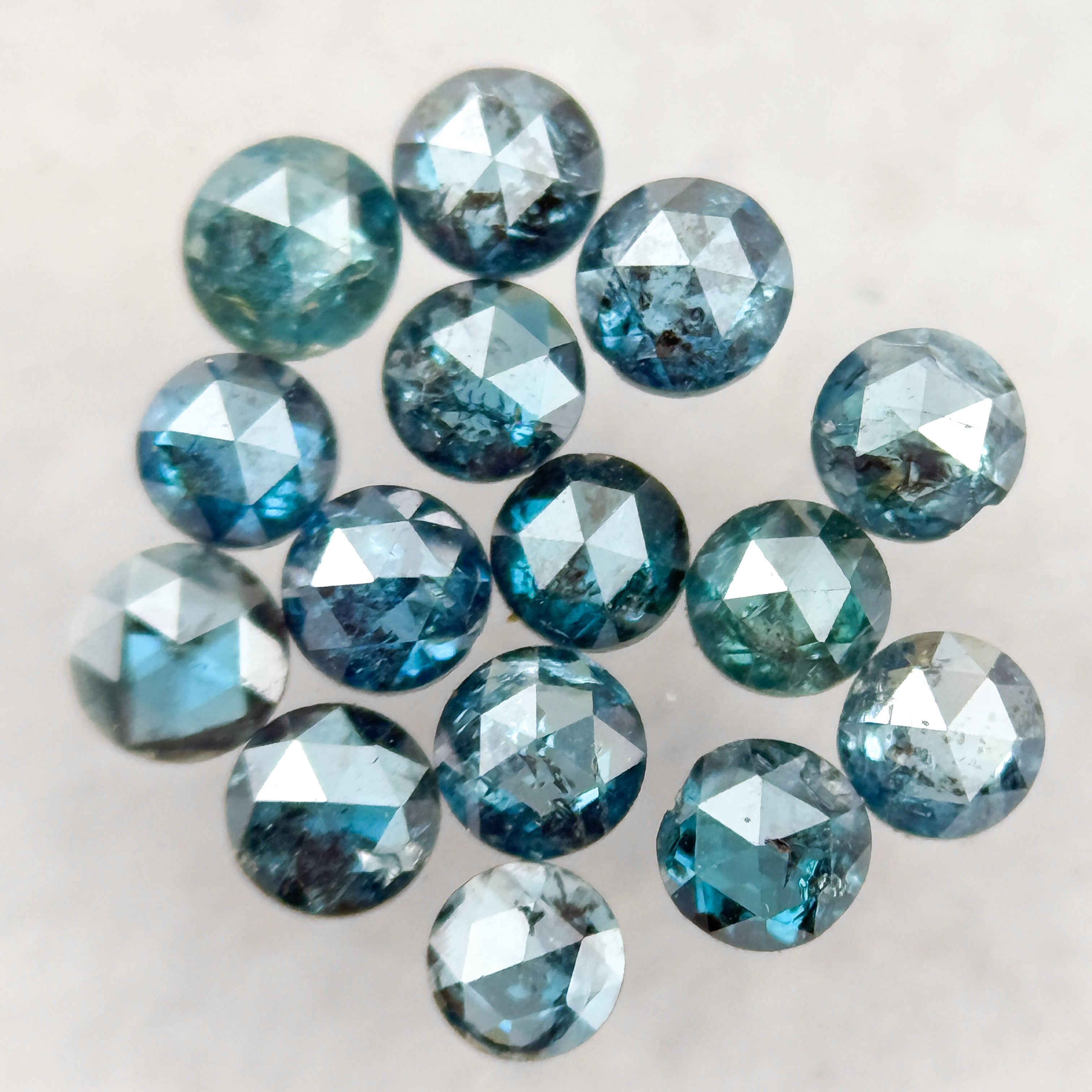 2.0 MM Round Rose Cut Blue Natural Minimalist Diamond