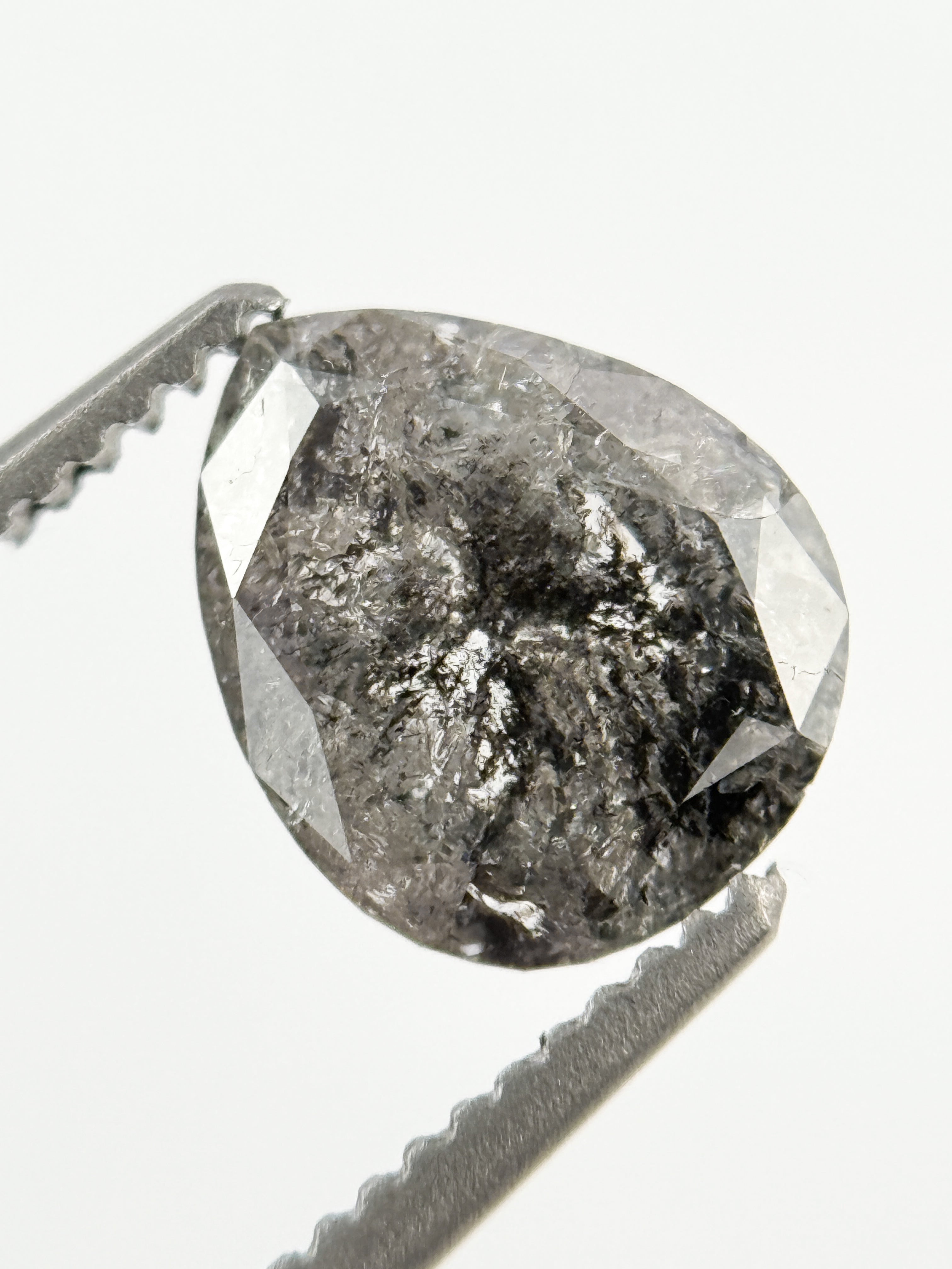 1.25 Ct Pear Rose Cut Grey Natural Fancy Diamond