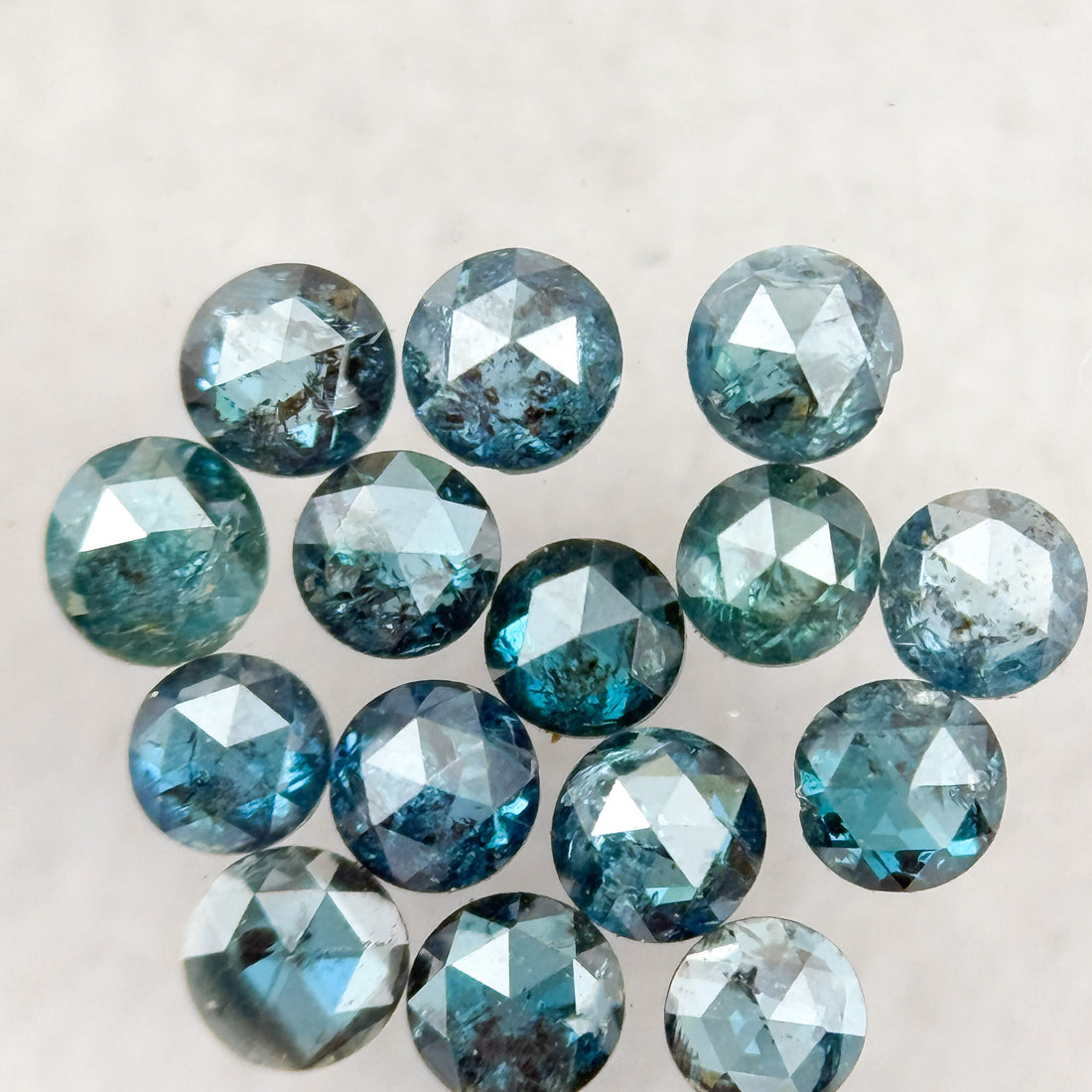 2.0 MM Round Rose Cut Blue Natural Minimalist Diamond