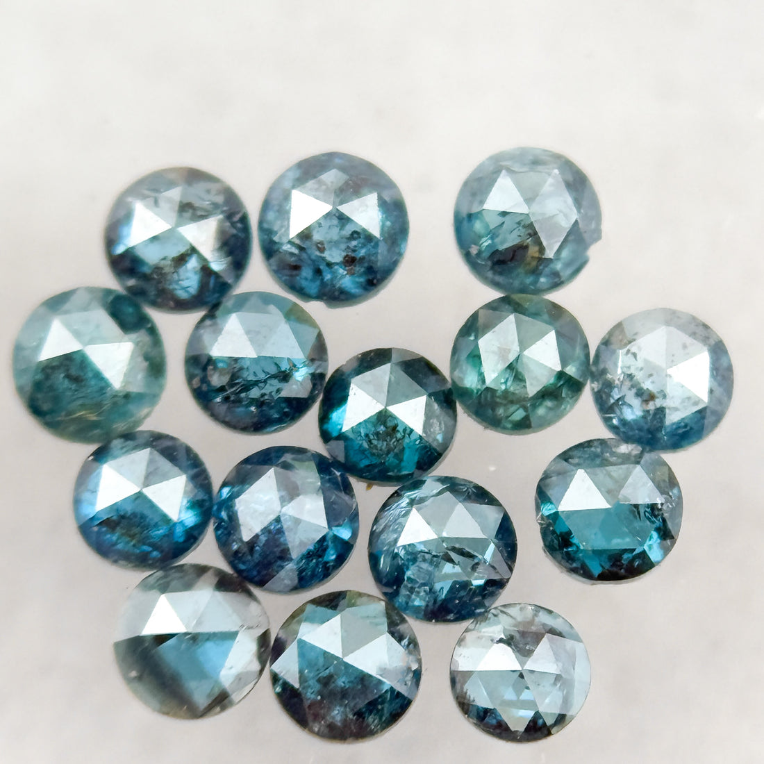 2.0 MM Round Rose Cut Blue Natural Minimalist Diamond