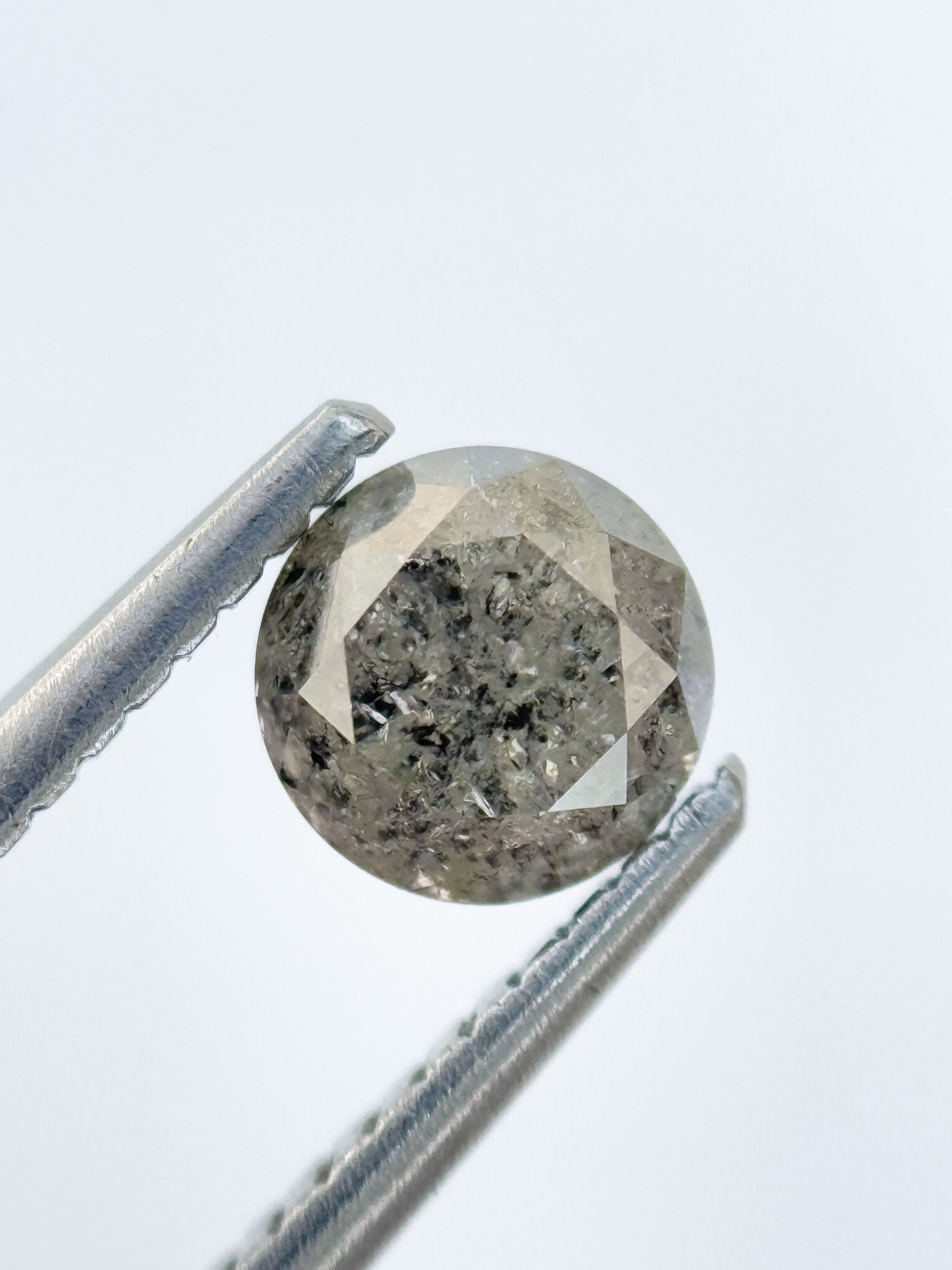 0.88 Ct Round Brilliant Cut Grey Natural Galaxy Diamond
