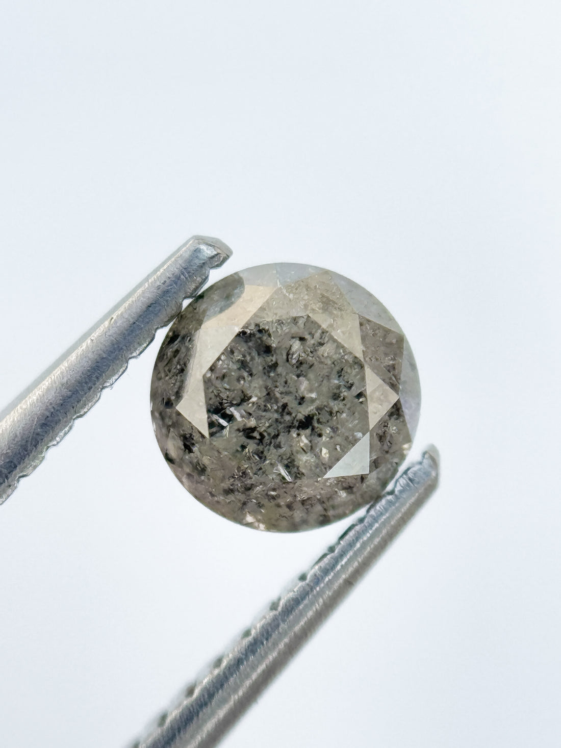 0.88 Ct Round Brilliant Cut Grey Natural Galaxy Diamond
