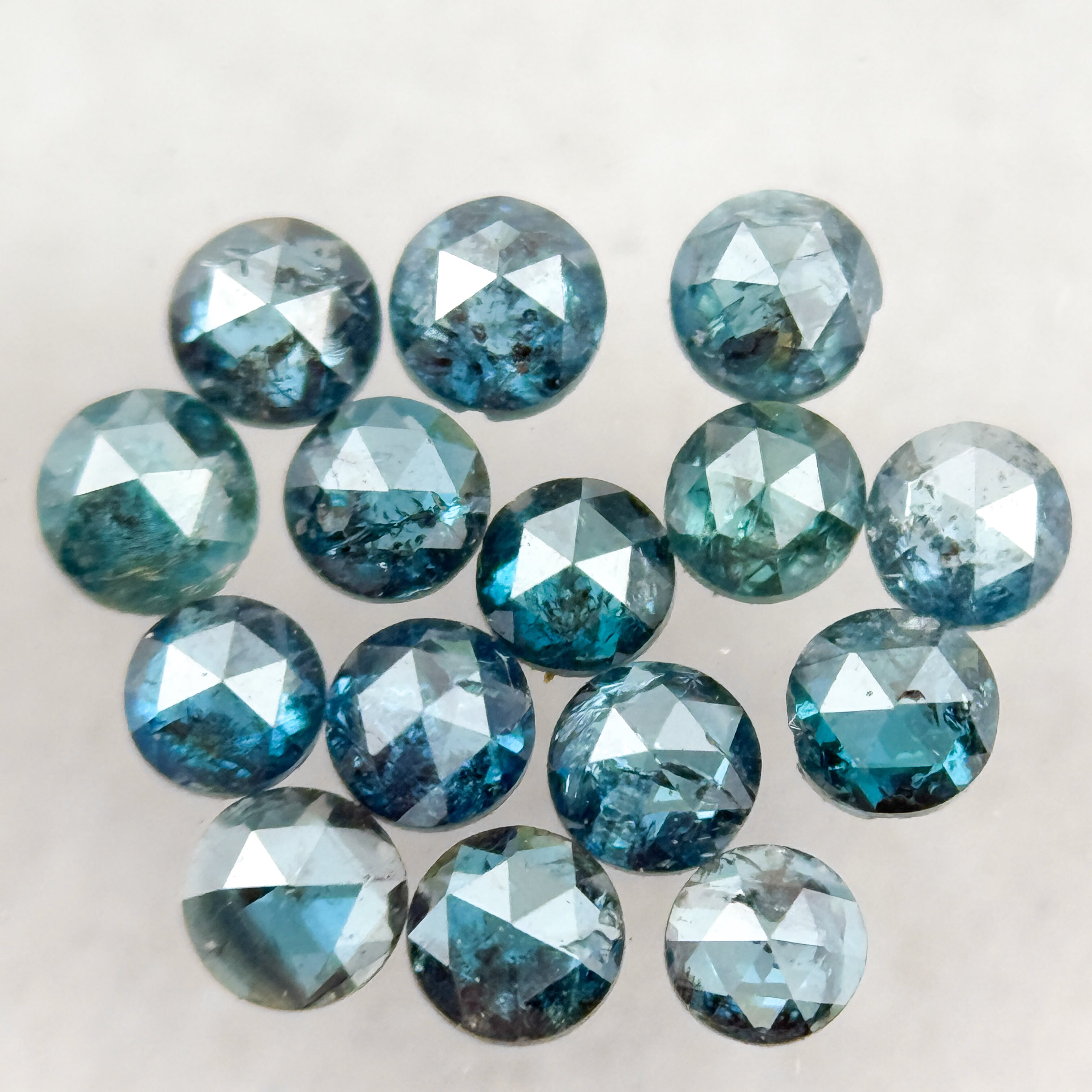 2.0 MM Round Rose Cut Blue Natural Minimalist Diamond