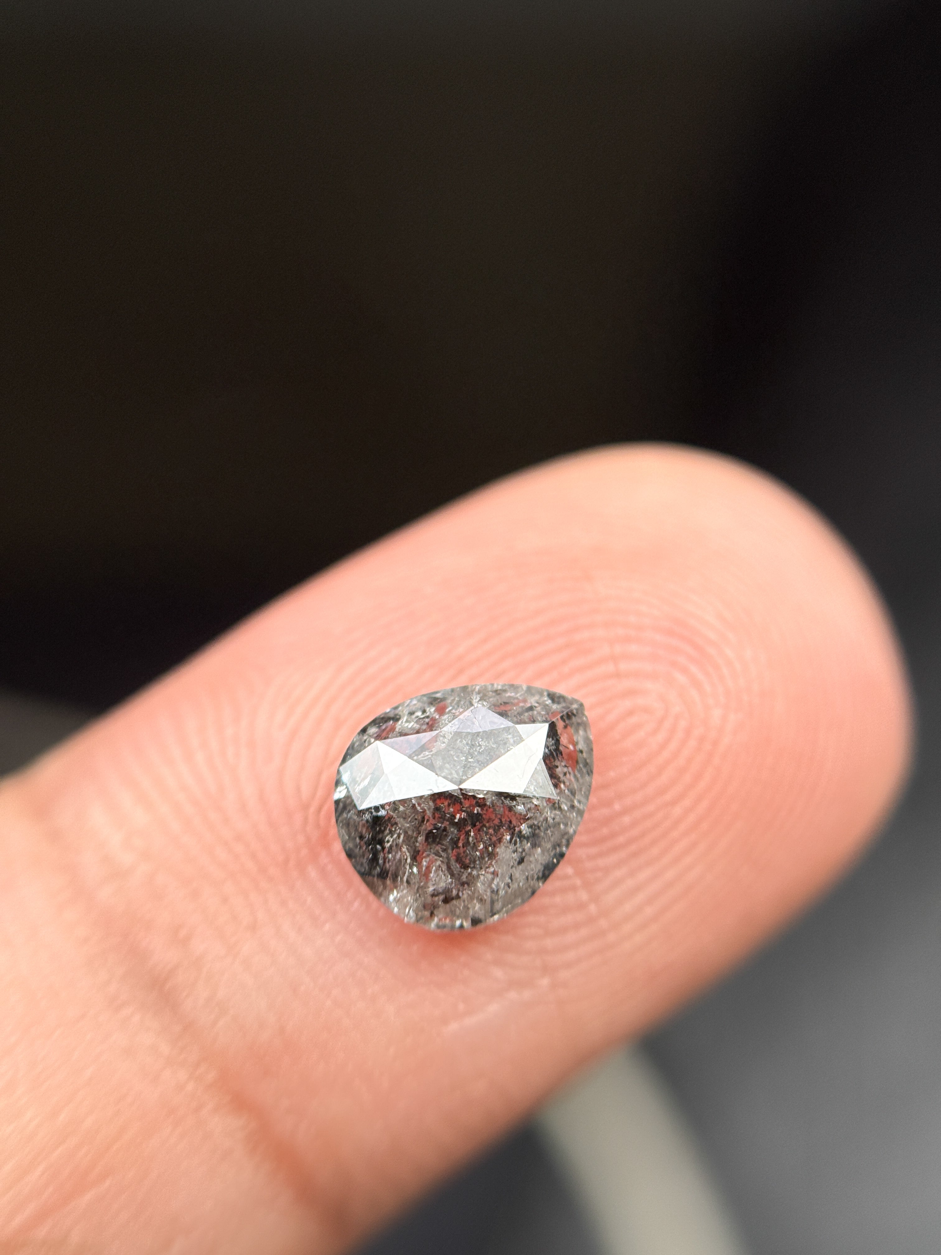 1.25 Ct Pear Rose Cut Grey Natural Fancy Diamond