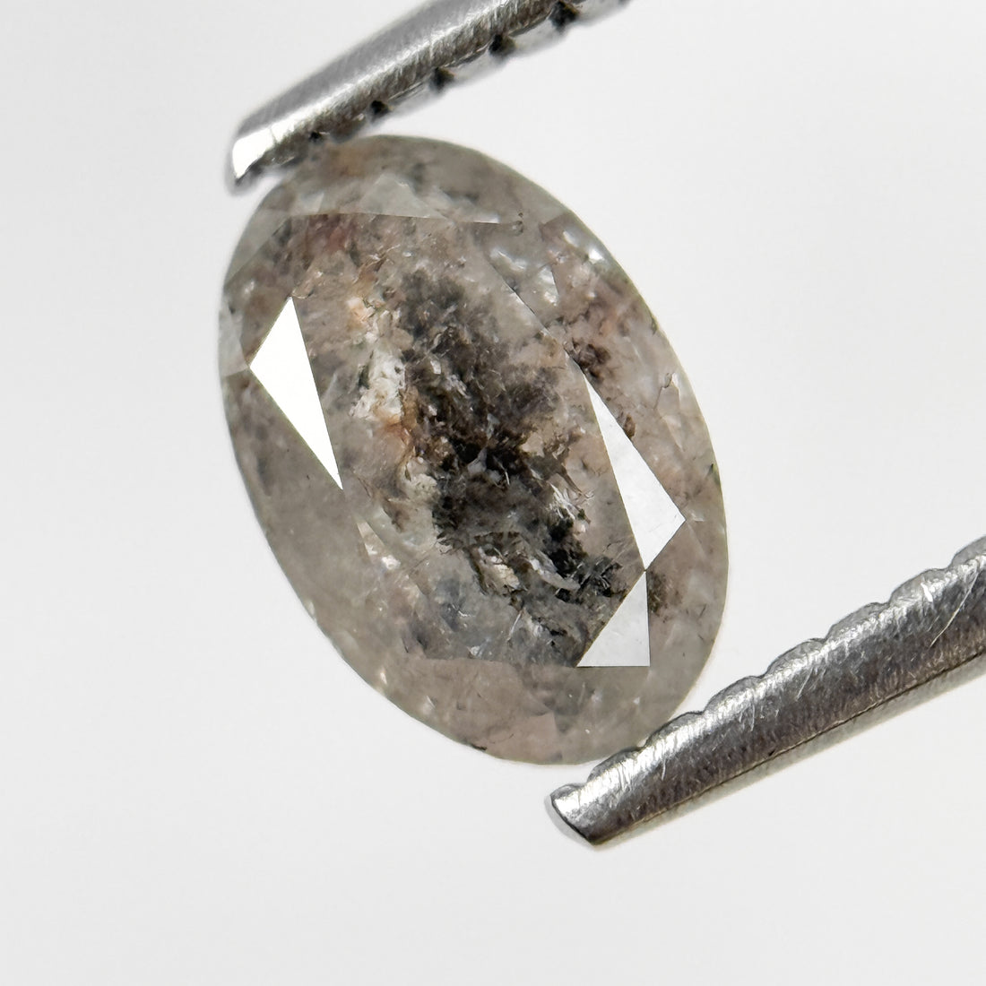 1.09 Ct Oval Rose Cut Grey Natural Salt and Pepper Diamond