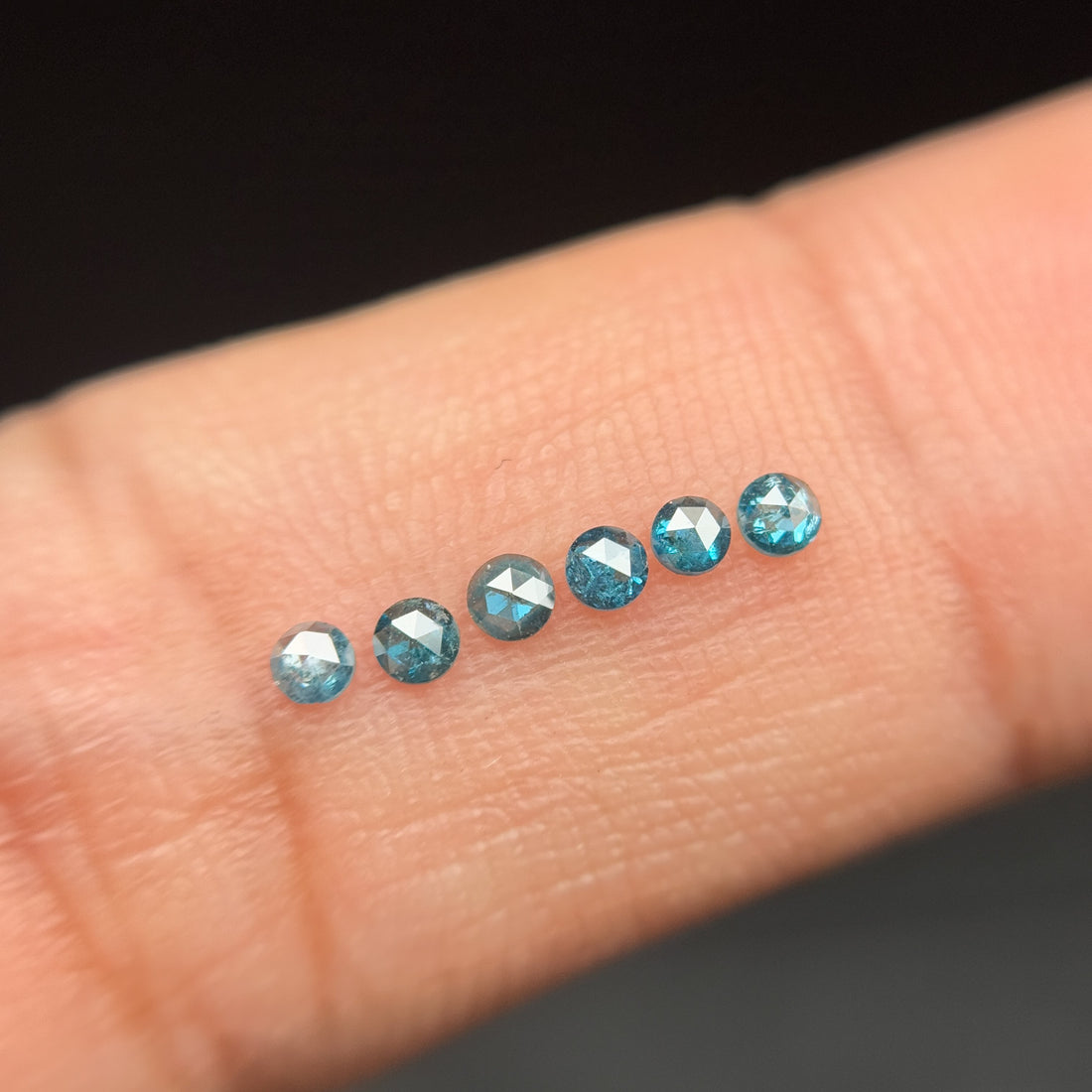 2.0 MM Round Rose Cut Blue Natural Minimalist Diamond