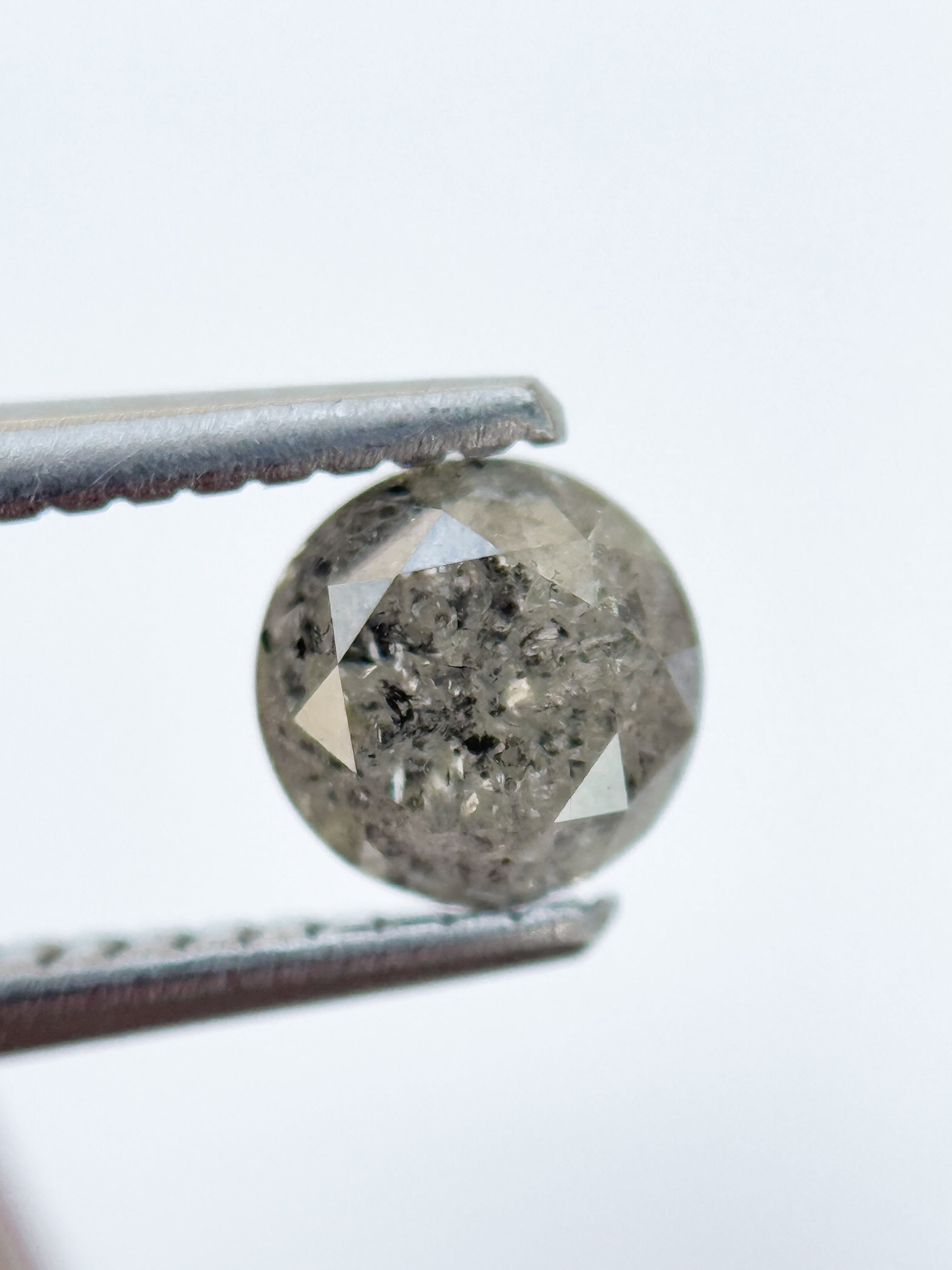 0.88 Ct Round Brilliant Cut Grey Natural Galaxy Diamond