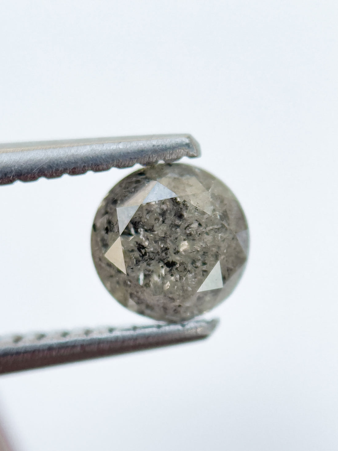 0.88 Ct Round Brilliant Cut Grey Natural Galaxy Diamond