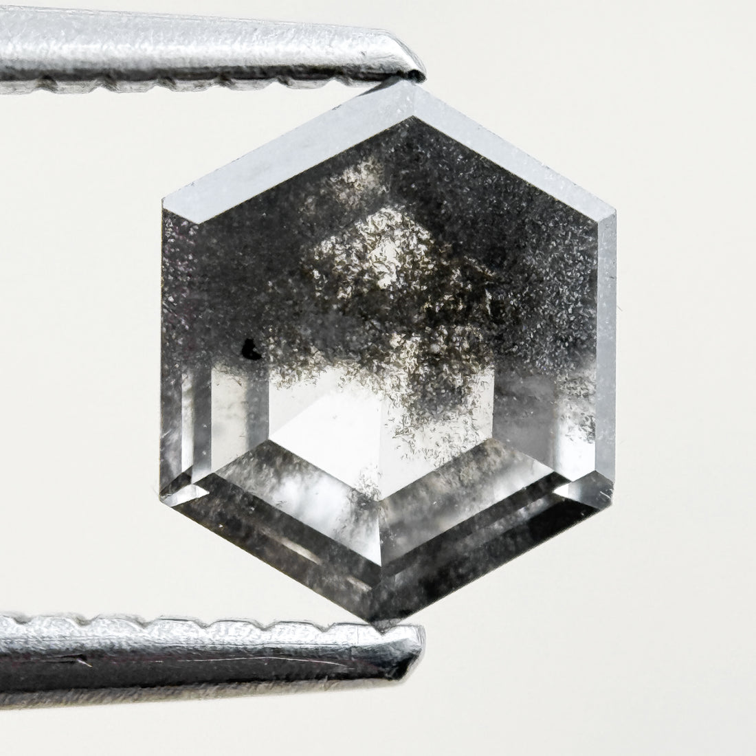 1.08 Ct Hexagon Rose Cut Grey Natural Salt and Pepper Diamond