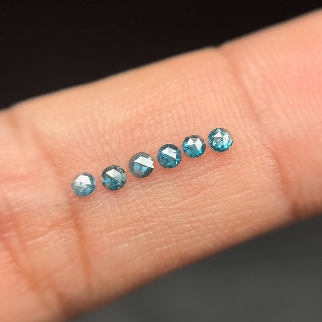 2.0 MM Round Rose Cut Blue Natural Minimalist Diamond