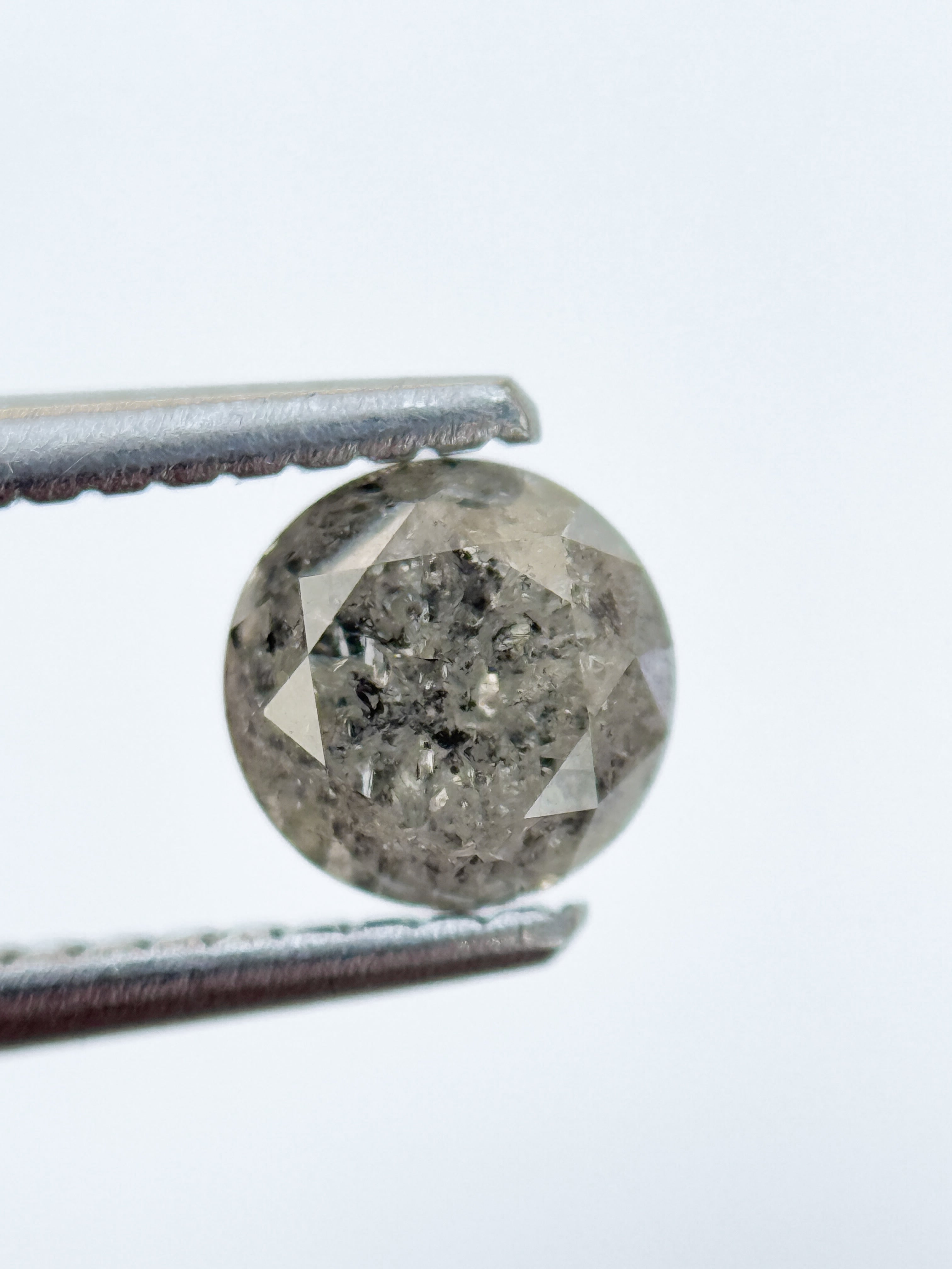0.88 Ct Round Brilliant Cut Grey Natural Galaxy Diamond