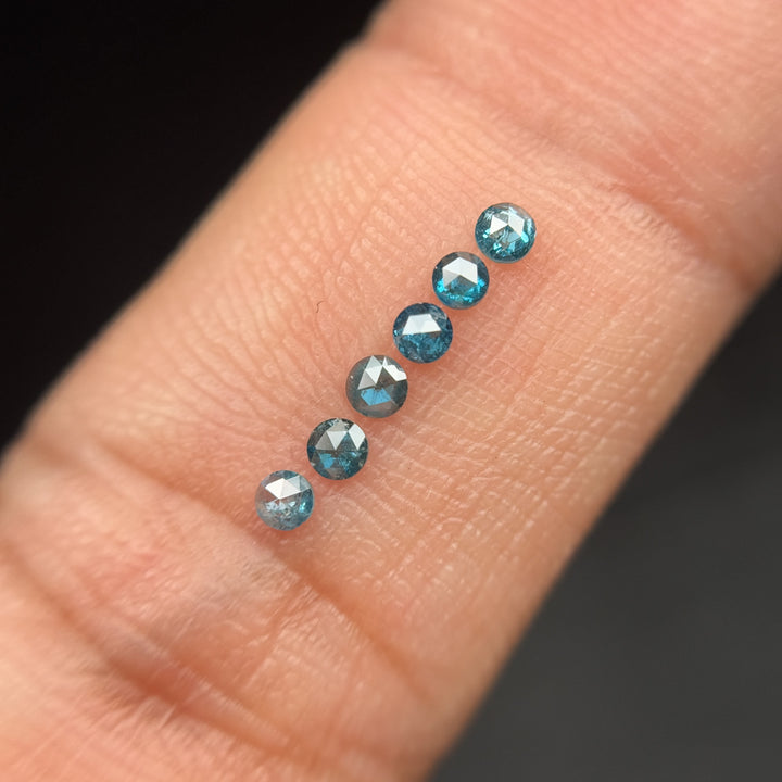 2.0 MM Round Rose Cut Blue Natural Minimalist Diamond