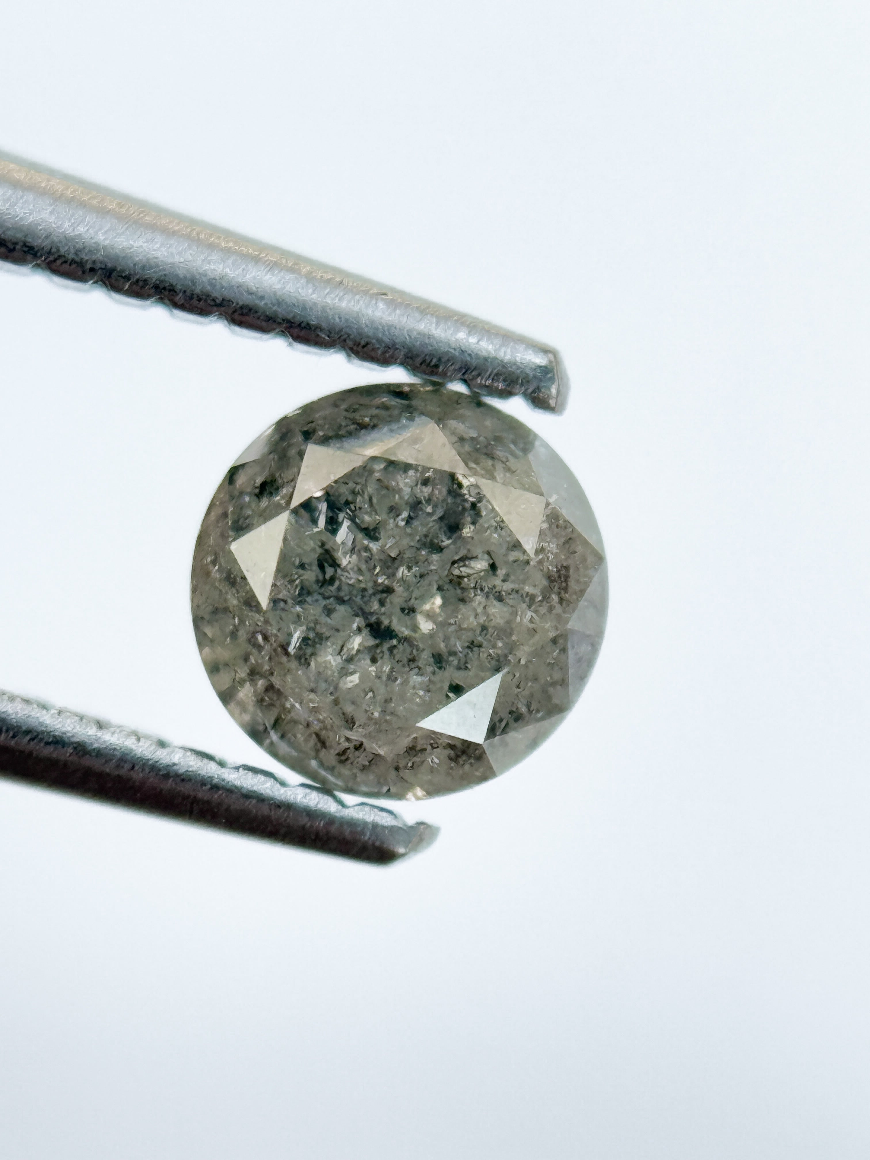 0.88 Ct Round Brilliant Cut Grey Natural Galaxy Diamond