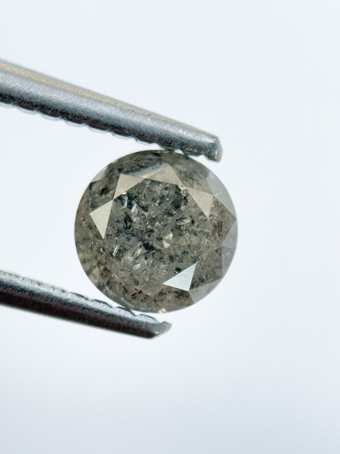 0.88 Ct Round Brilliant Cut Grey Natural Galaxy Diamond