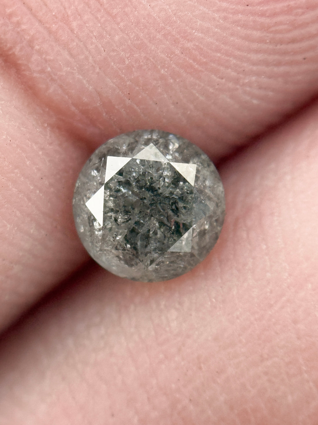 0.88 Ct Round Brilliant Cut Grey Natural Galaxy Diamond