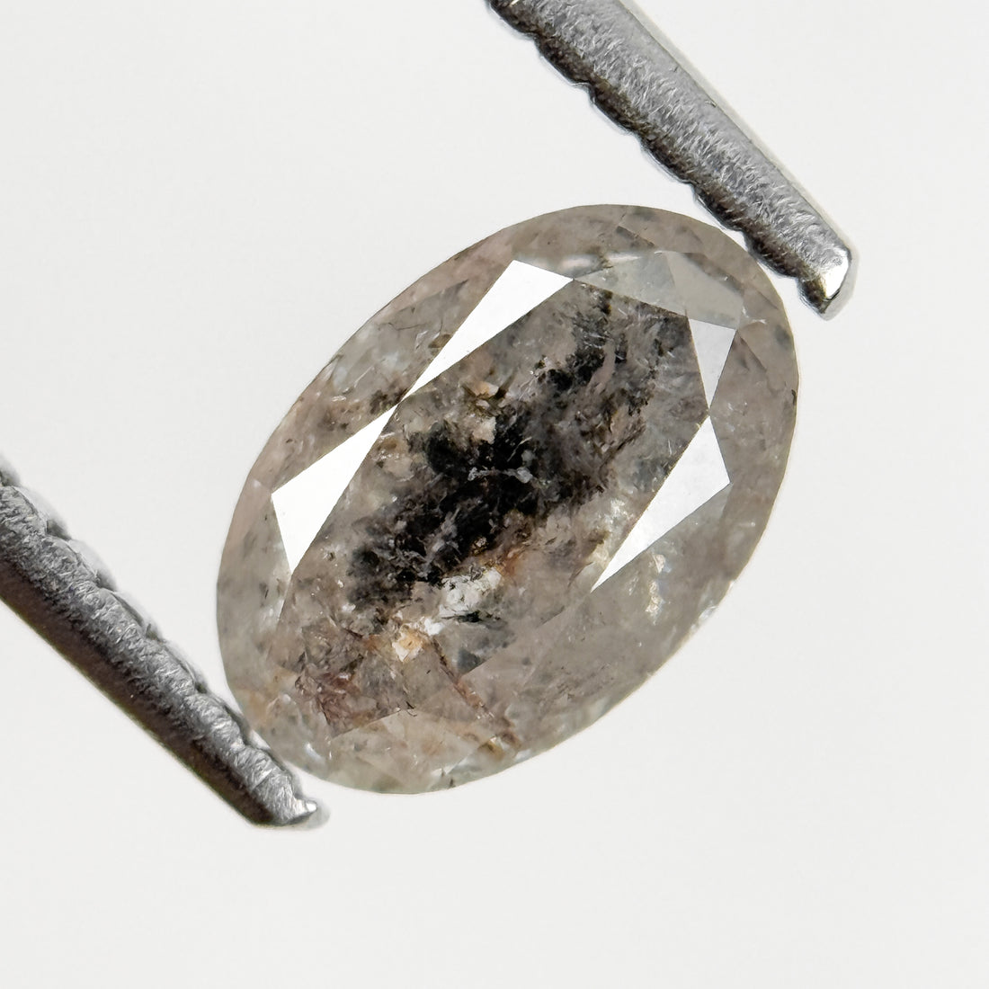 1.09 Ct Oval Rose Cut Grey Natural Salt and Pepper Diamond
