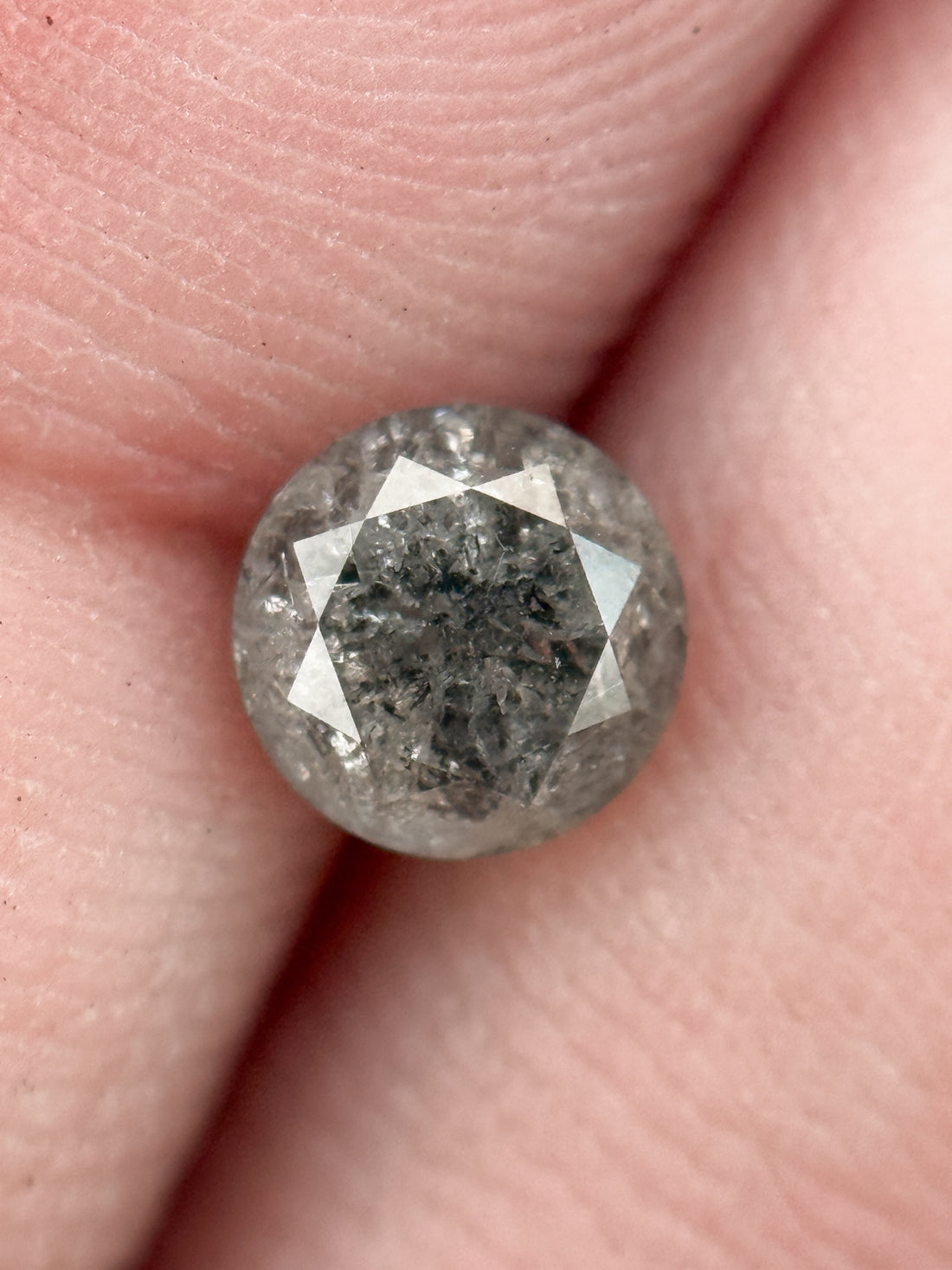 0.88 Ct Round Brilliant Cut Grey Natural Galaxy Diamond