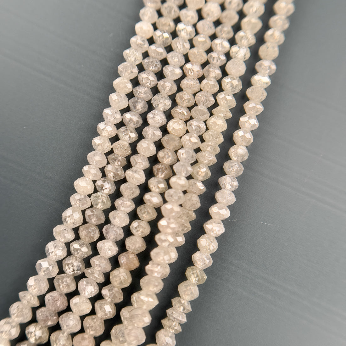 2.5 MM Round Beads Rose Cut White & Grey Natural Polished Diamond