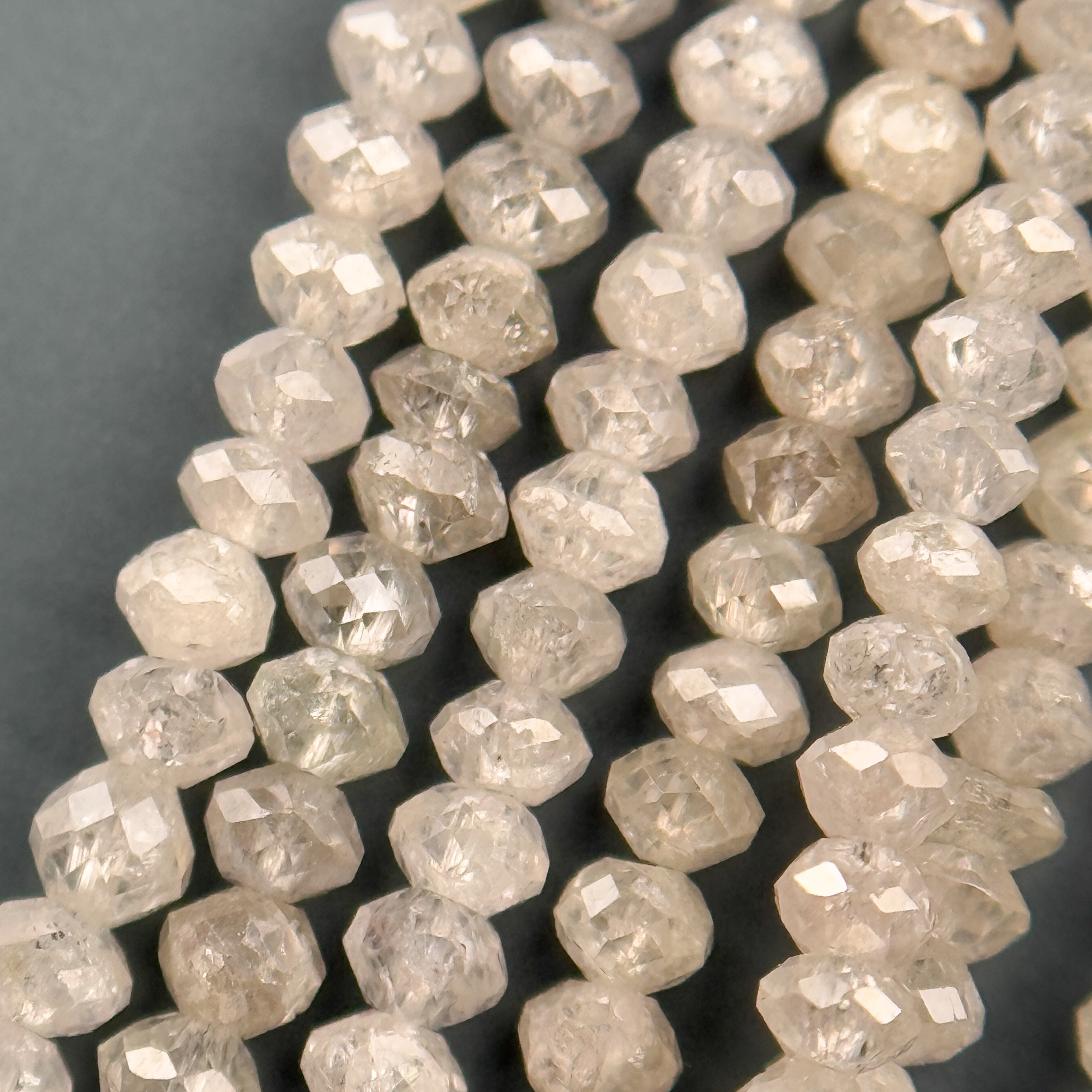 2.5 MM Round Beads Rose Cut White & Grey Natural Polished Diamond