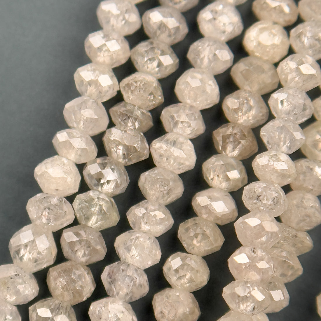 2.5 MM Round Beads Rose Cut White & Grey Natural Polished Diamond