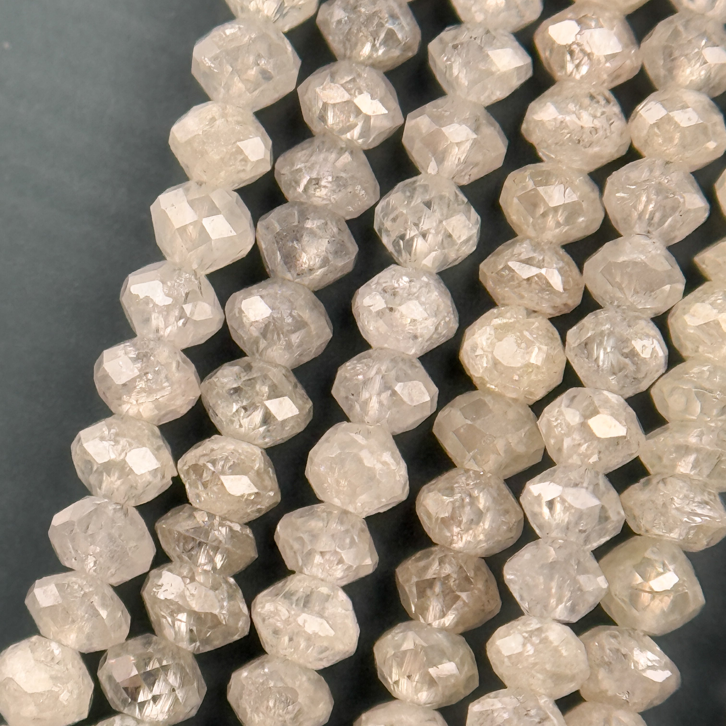2.5 MM Round Beads Rose Cut White & Grey Natural Polished Diamond