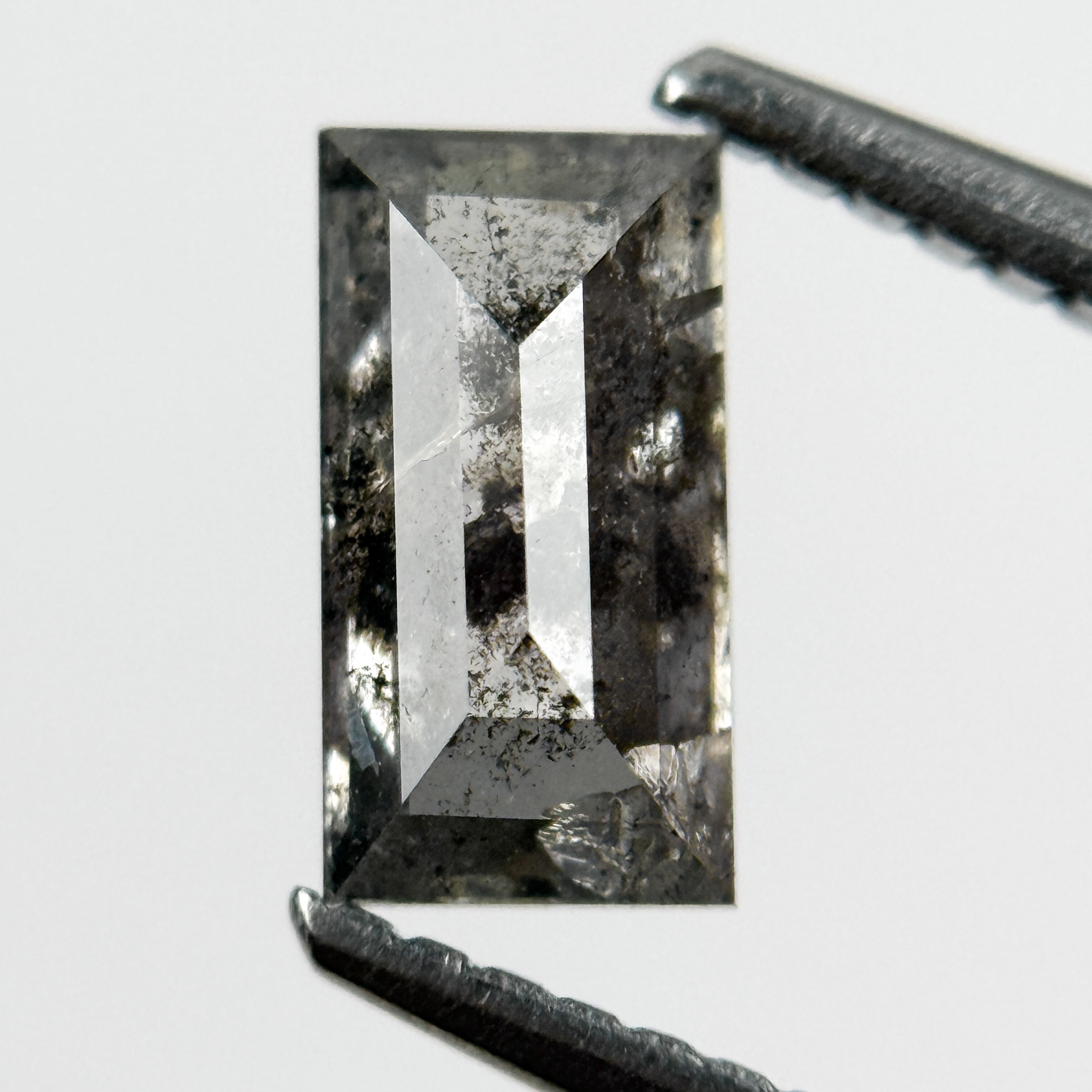 0.91 Ct Baguette Rose Cut Grey Natural Salt and Pepper Diamond