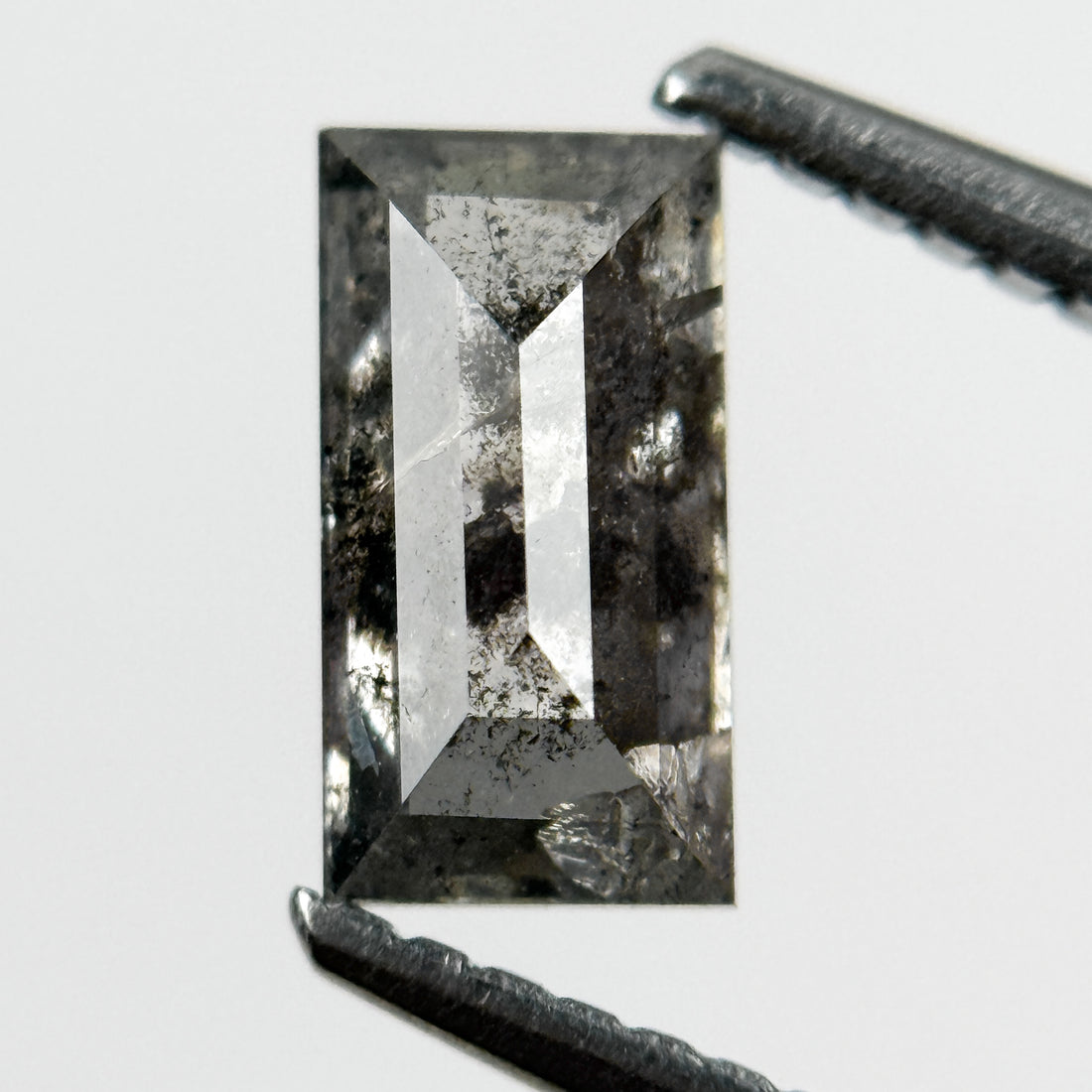 0.91 Ct Baguette Rose Cut Grey Natural Salt and Pepper Diamond