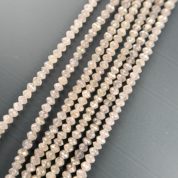 2.5 MM Round Beads Rose Cut White & Grey Natural Polished Diamond