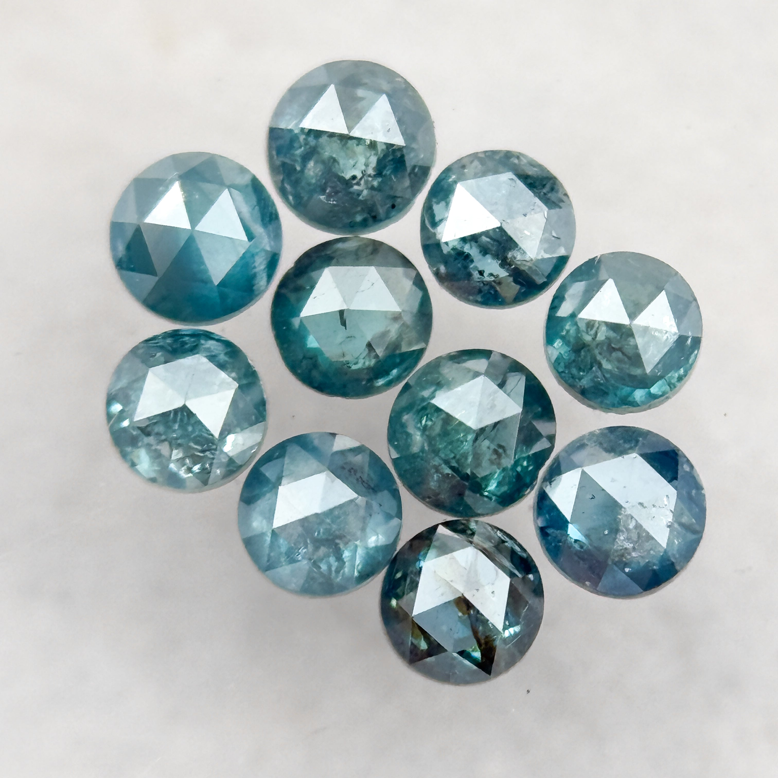 2.5 MM Round Rose Cut Blue Natural Minimal Diamond